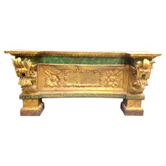 console d'autel en bois doré du 18e siècle:: originale polychromée:: signée:: chef-d'œuvre