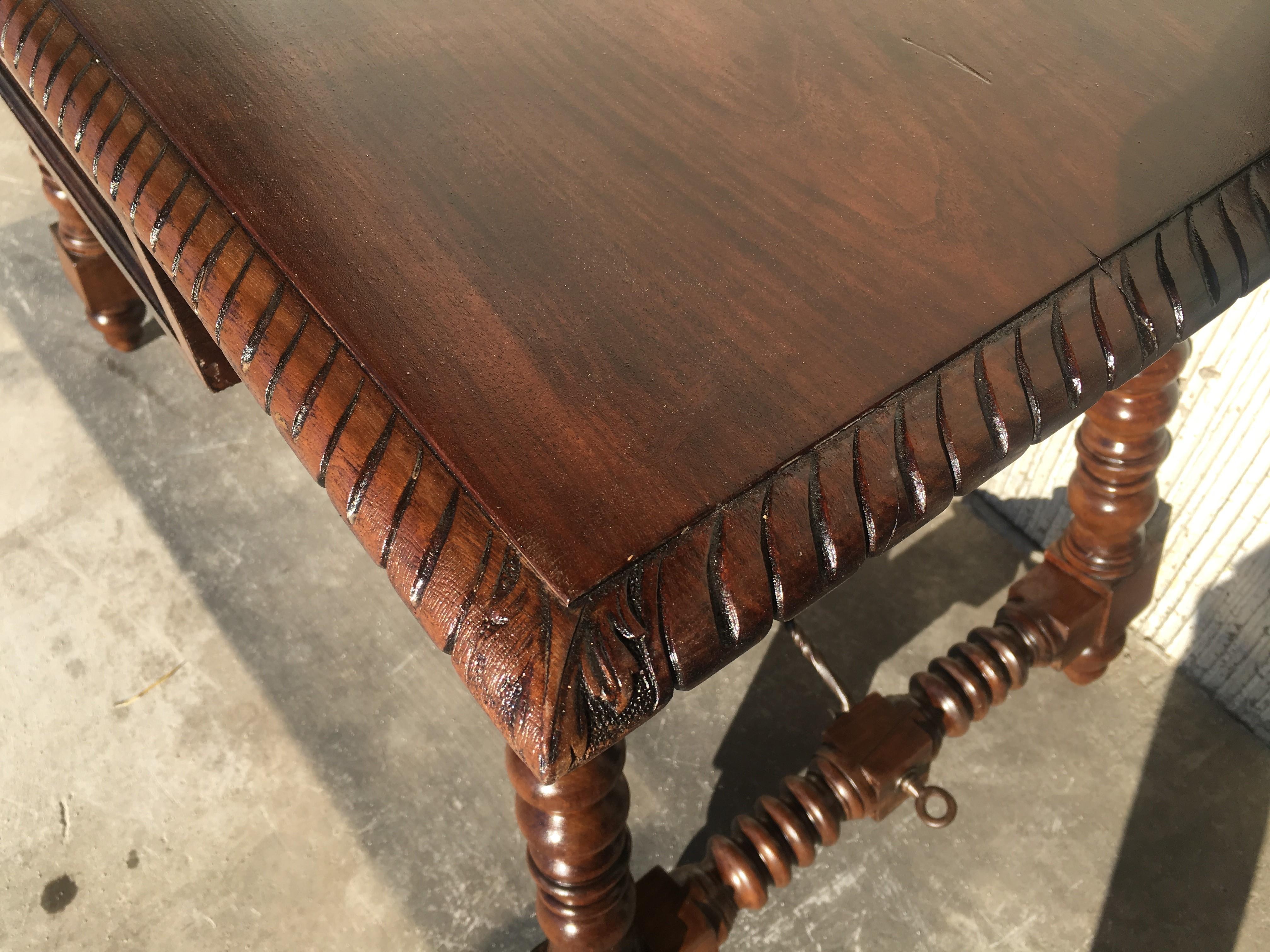 18th Spanish Revival Refectory Desk Table with One Drawer 4