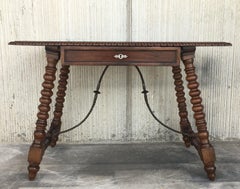 18th Spanish Revival Refectory Desk Table with One Drawer