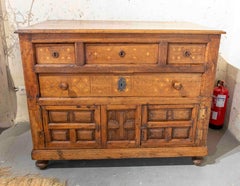 18th Spanish Sacristy Chest of Drawers with Geometric Marquetry