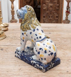 18th Talavera Polychrome Pottery Lion Figure
