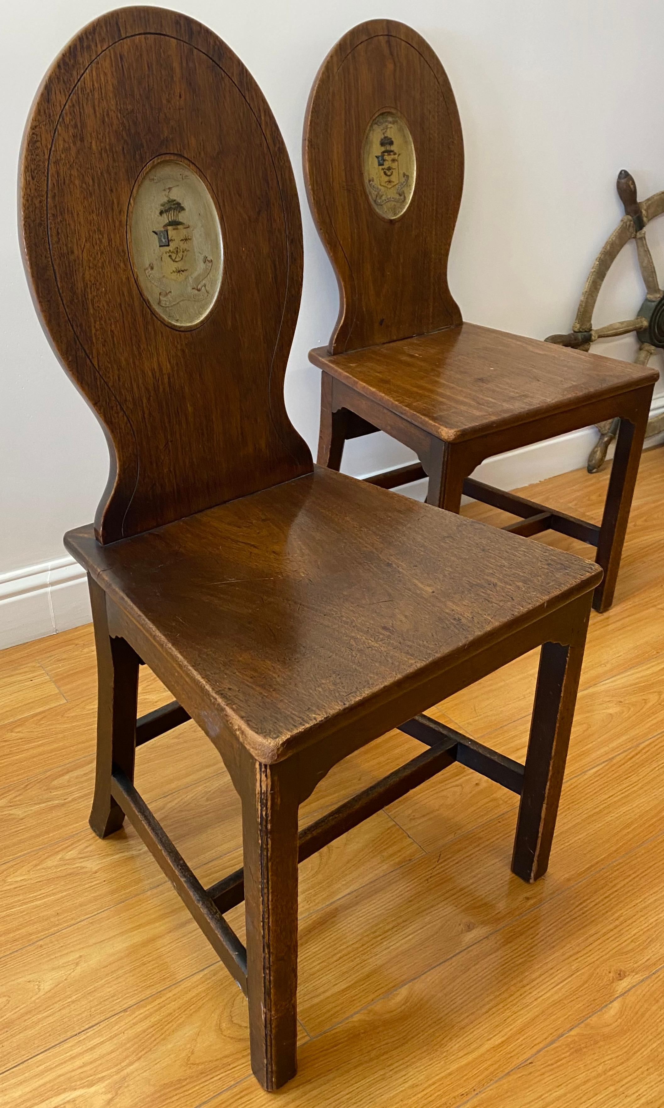 Hand-Crafted 18th-19th Century George III European Walnut Hall Chairs