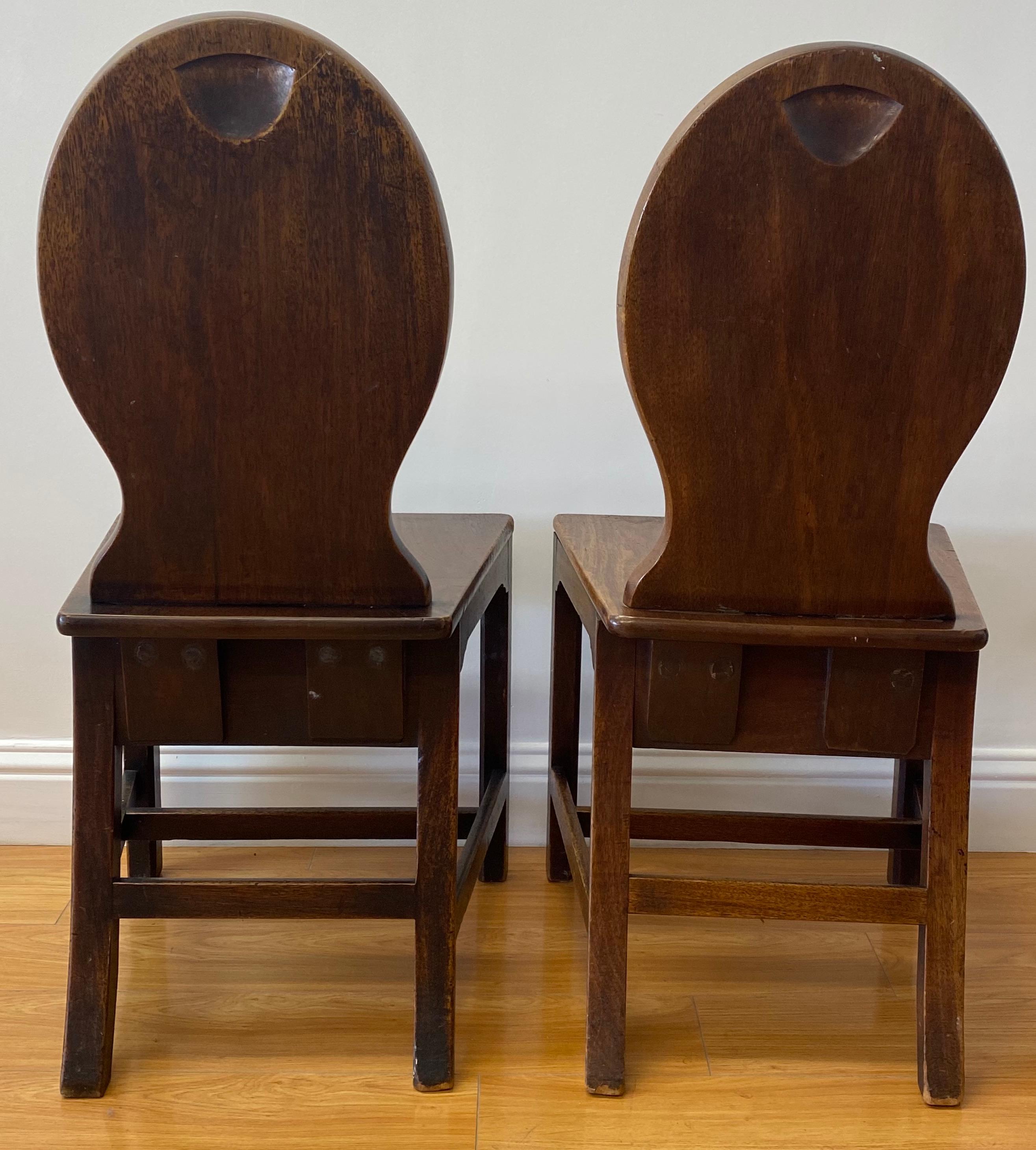 18th-19th Century George III European Walnut Hall Chairs 2