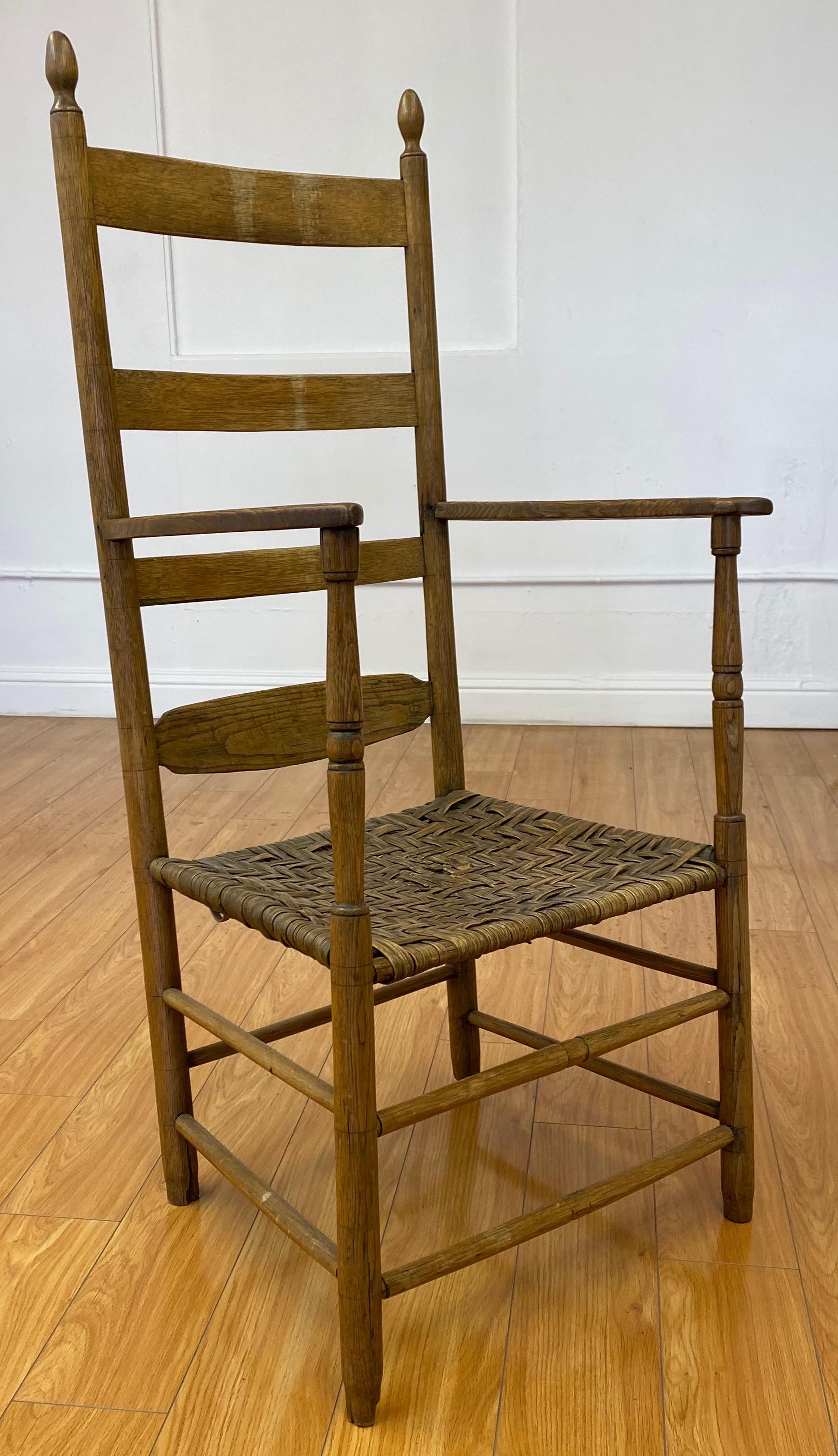 American 18th to 19th Century Ladder Back Chair with Reed Seat