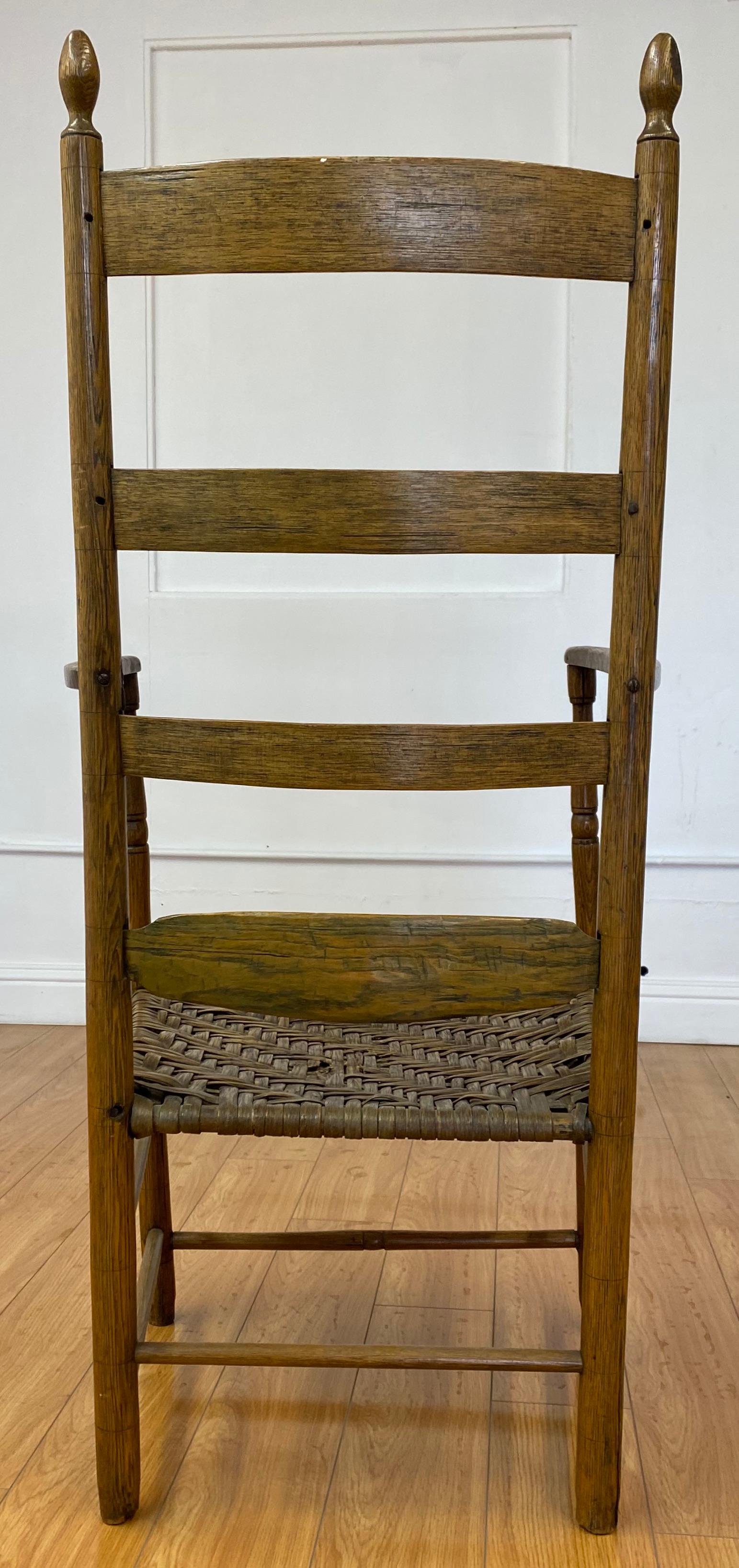Hand-Crafted 18th to 19th Century Ladder Back Chair with Reed Seat