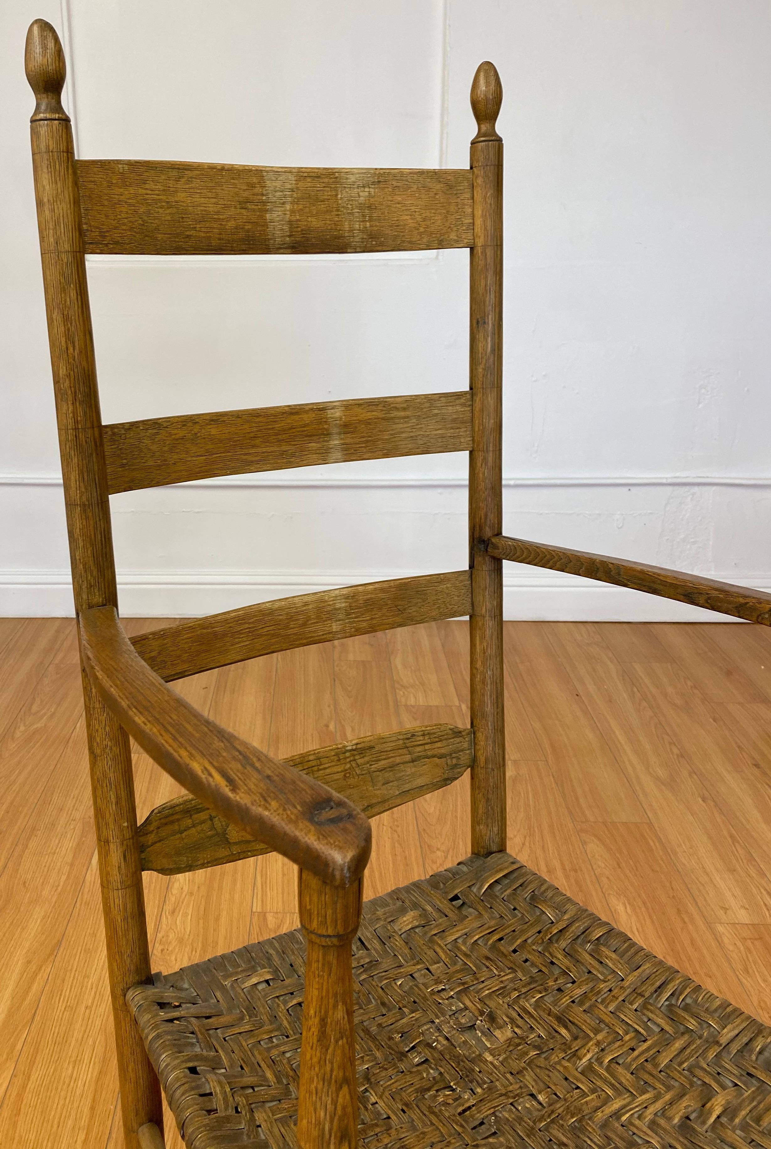 18th to 19th Century Ladder Back Chair with Reed Seat In Good Condition In San Francisco, CA