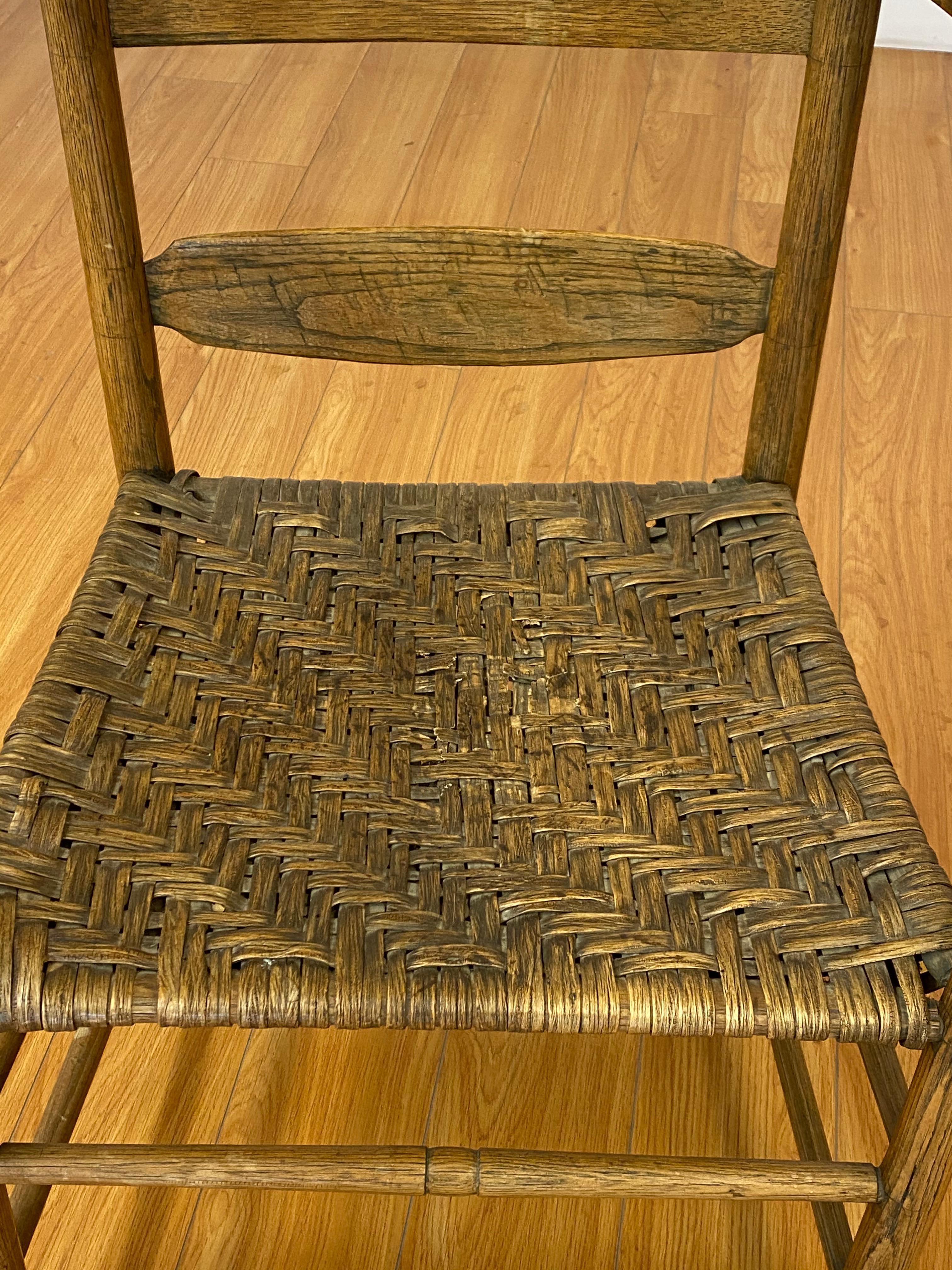 Oak 18th to 19th Century Ladder Back Chair with Reed Seat