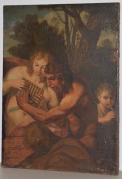 18th-19th Century "Pan's Conquest of Selene" Original Oil Painting