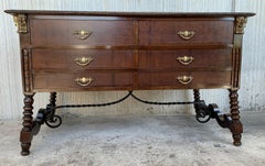 Two Sided Spanish Butcher Block with Six Drawers and Bronze Hardware