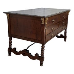 Two Sided Spanish Butcher Block with Six Drawers and Bronze Hardware