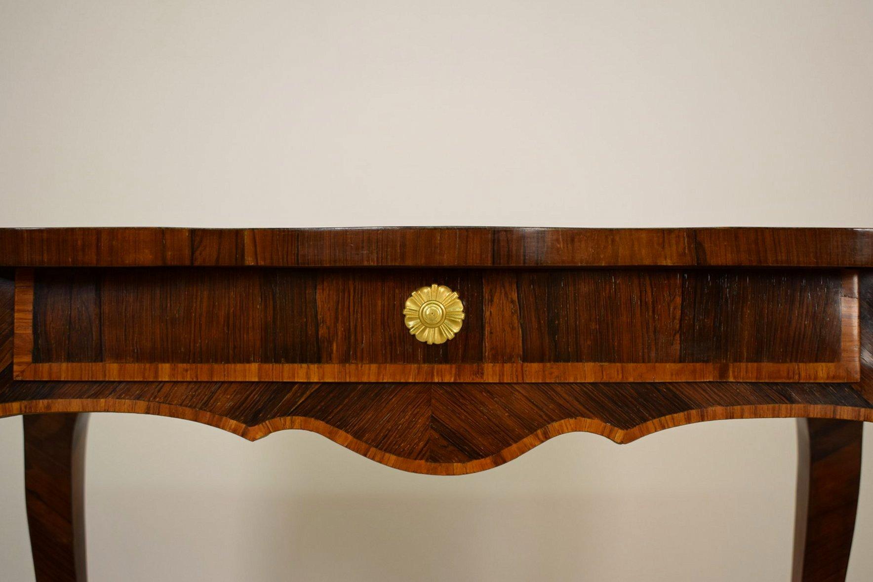 18th Century Veneered and Inlaid Wood Italian Louis XV Writing Desk For Sale 12