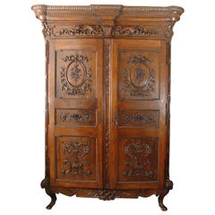 18th Walnut  French Louis XVI armoire