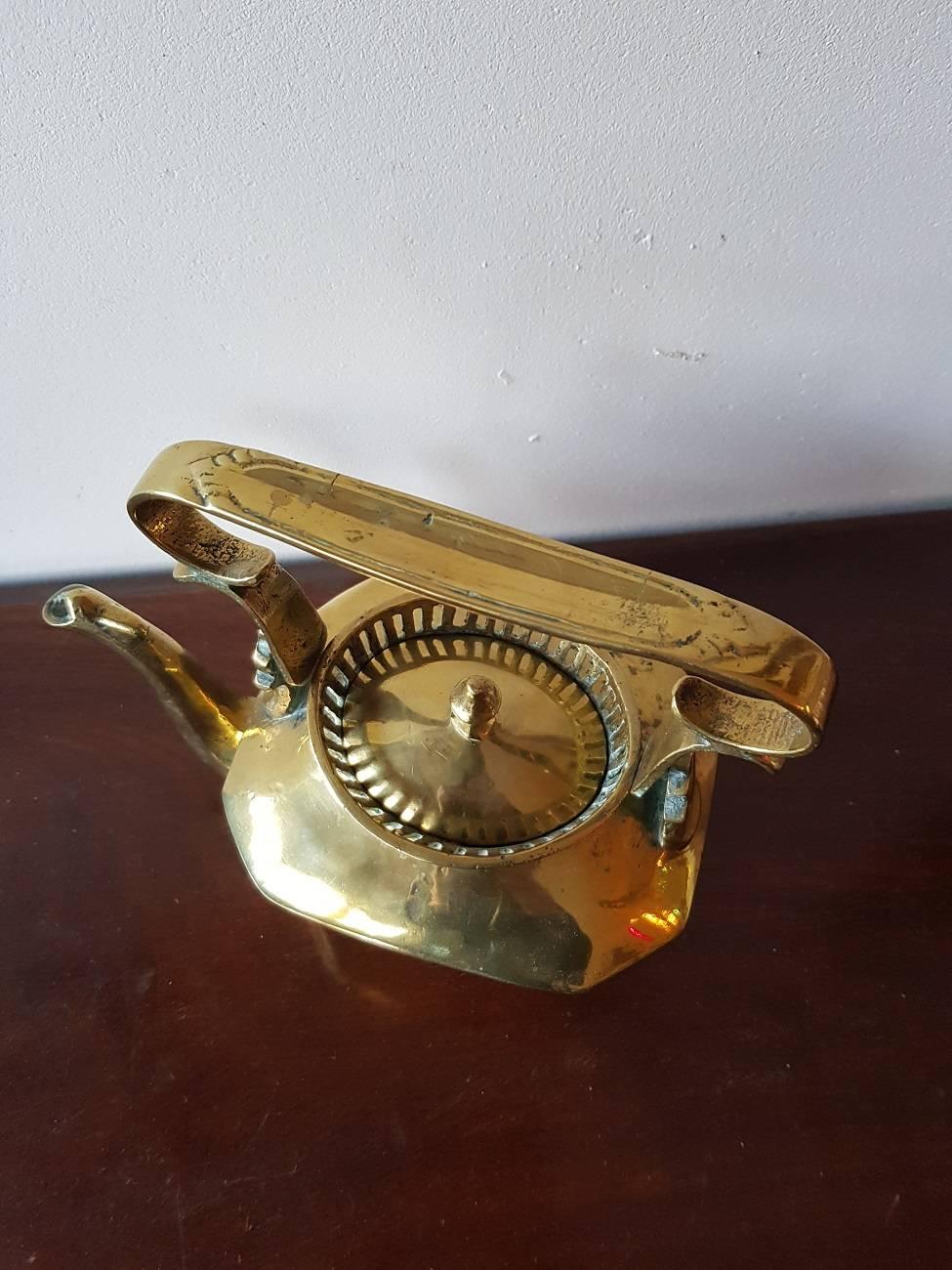 Dutch 18th-19th Century Cast Brass Tea Kettle