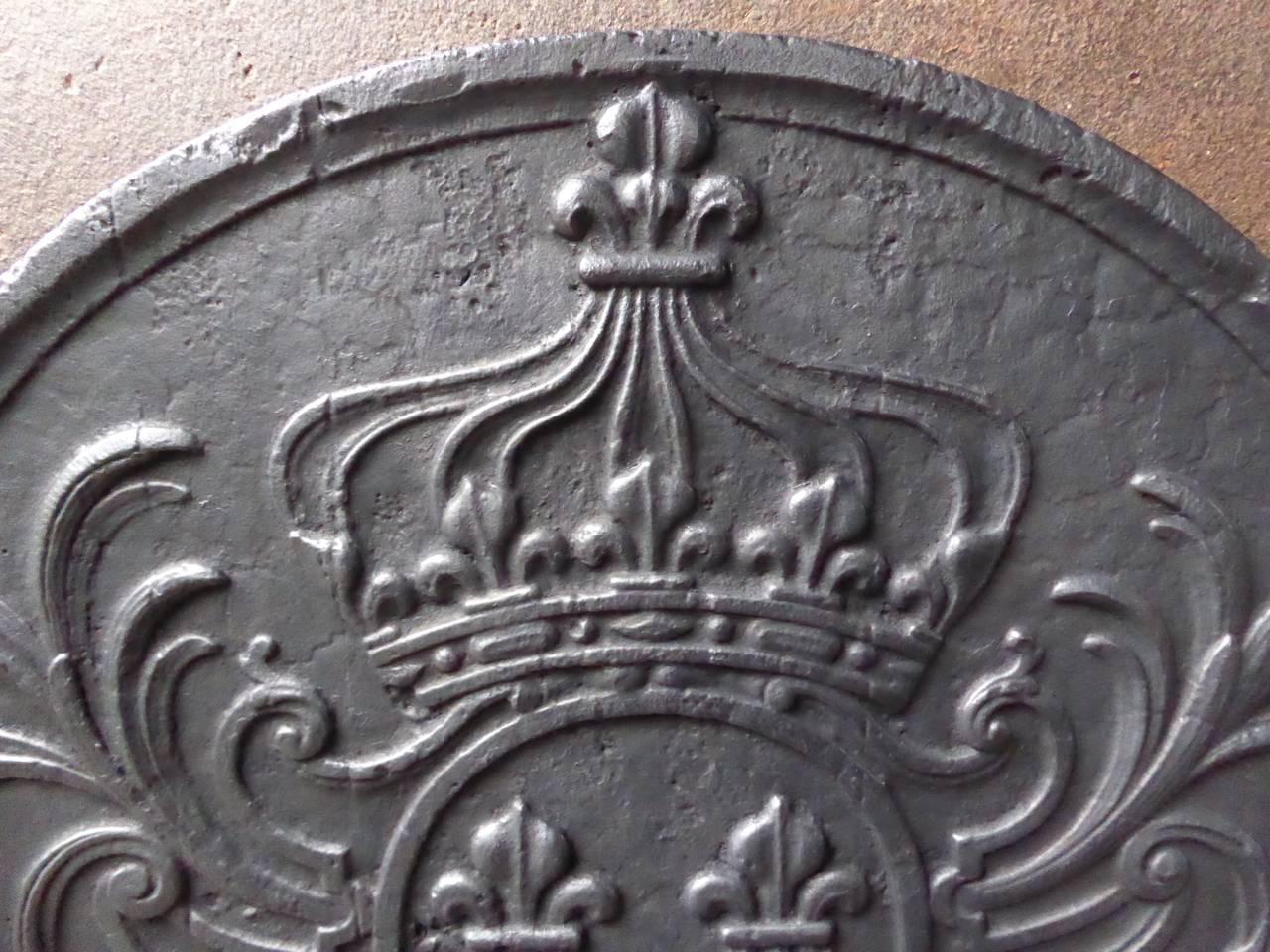 Louis XV 18th-19th Century French 'Arms of France' Fireback