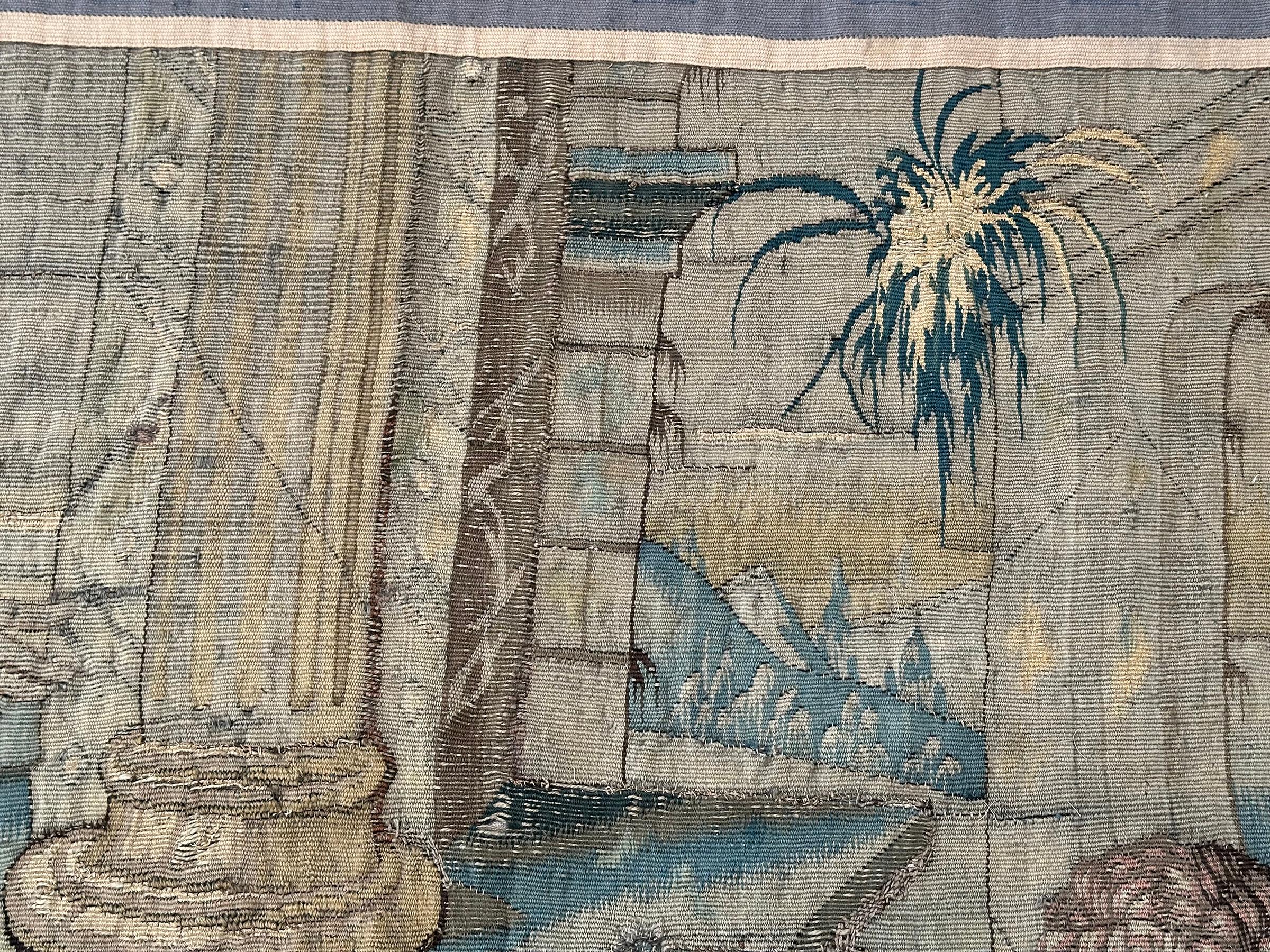 18th.C Antique Flemish Tapestry Historical King Solomon Scene 7'x8' 196cmx244cm For Sale 3