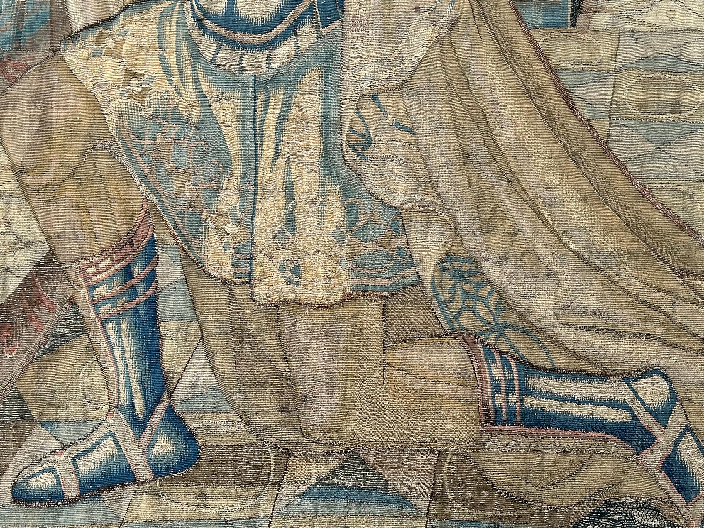 18th.C Antique Flemish Tapestry Historical King Solomon Scene 7'x8' 196cmx244cm For Sale 4