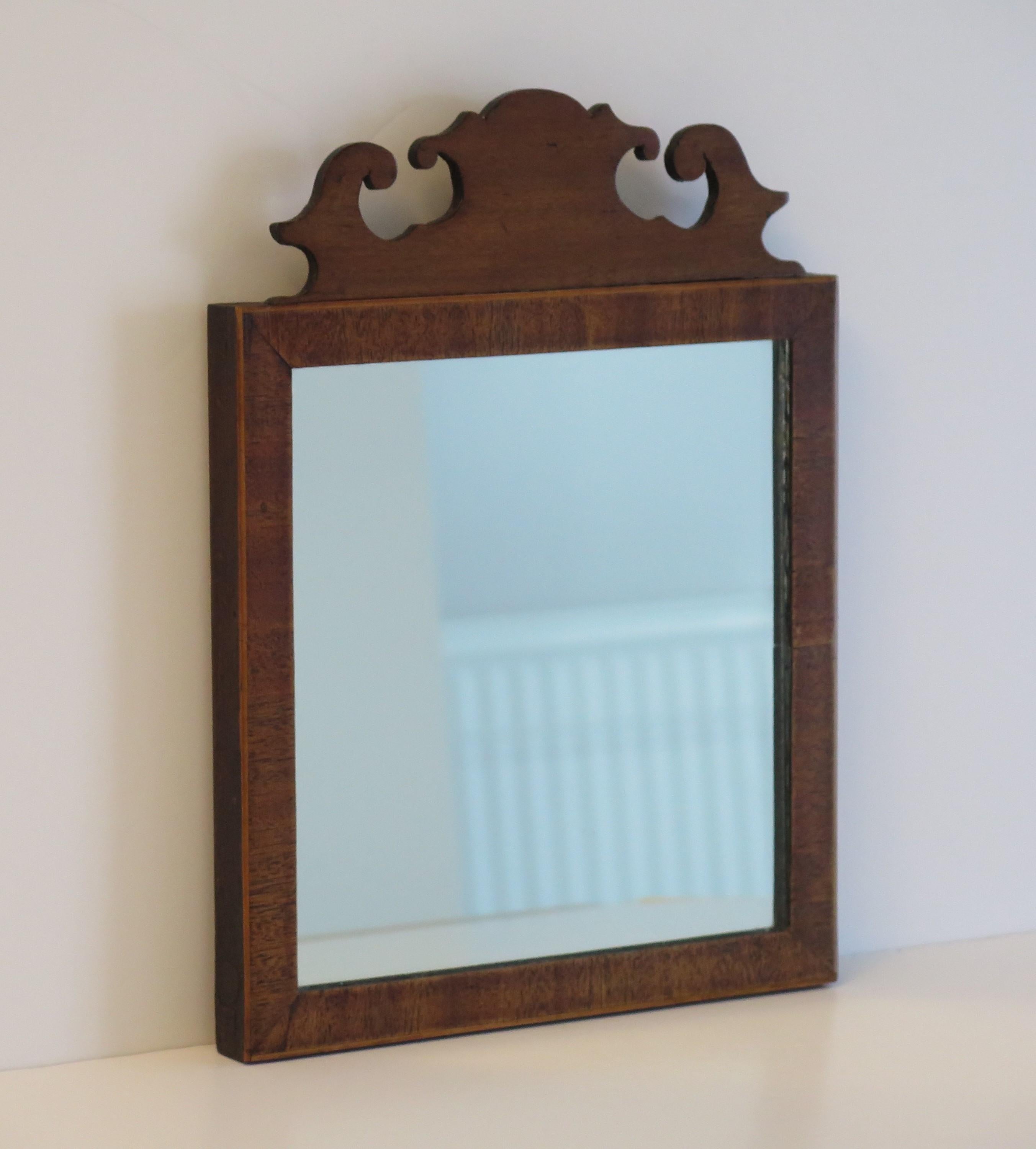 Inlay 18thC Antique small Wall Mirror very good detail, English Circa 1770 For Sale