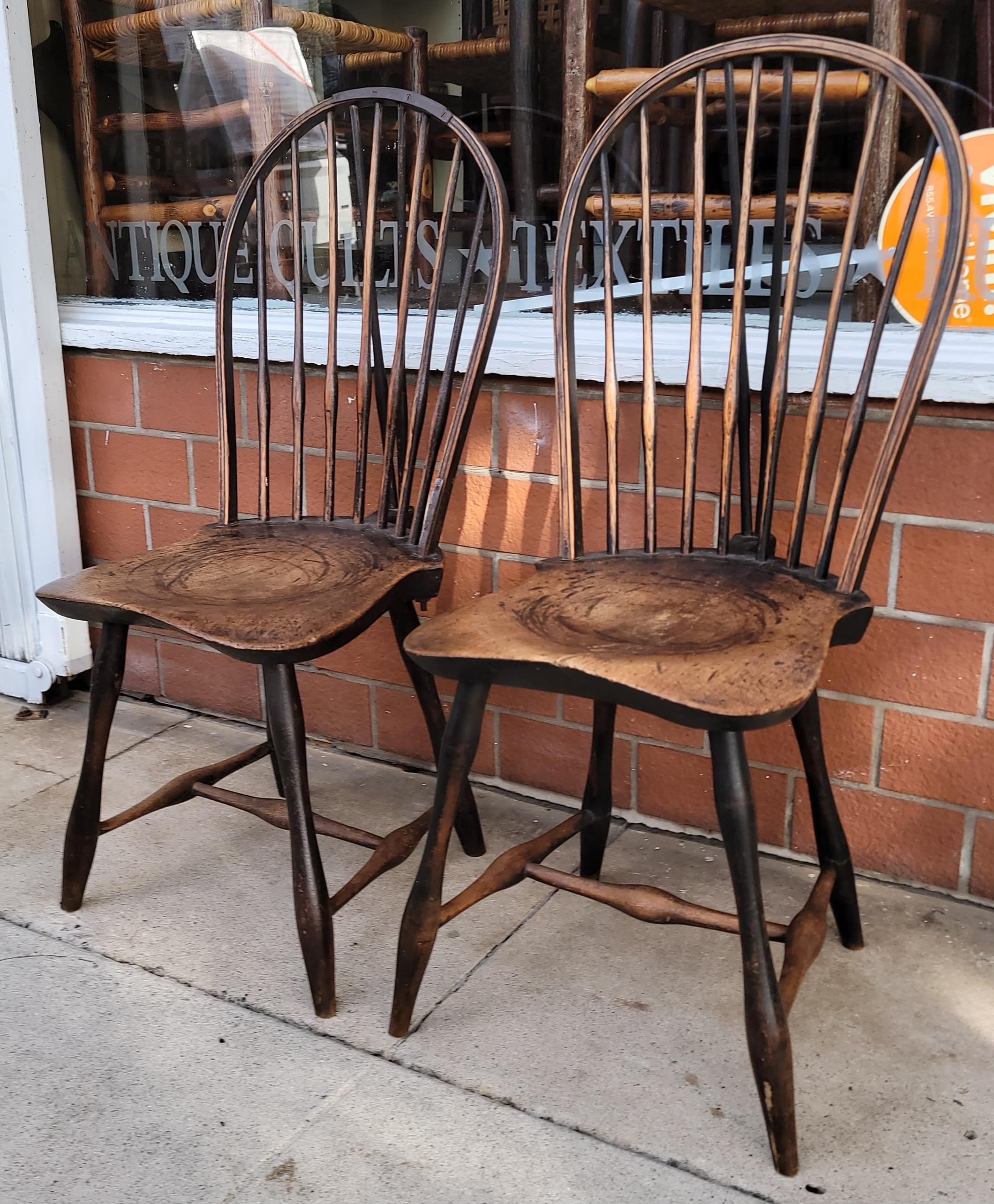 Country 18Thc  Balloon Back Windsor Chairs From New England For Sale