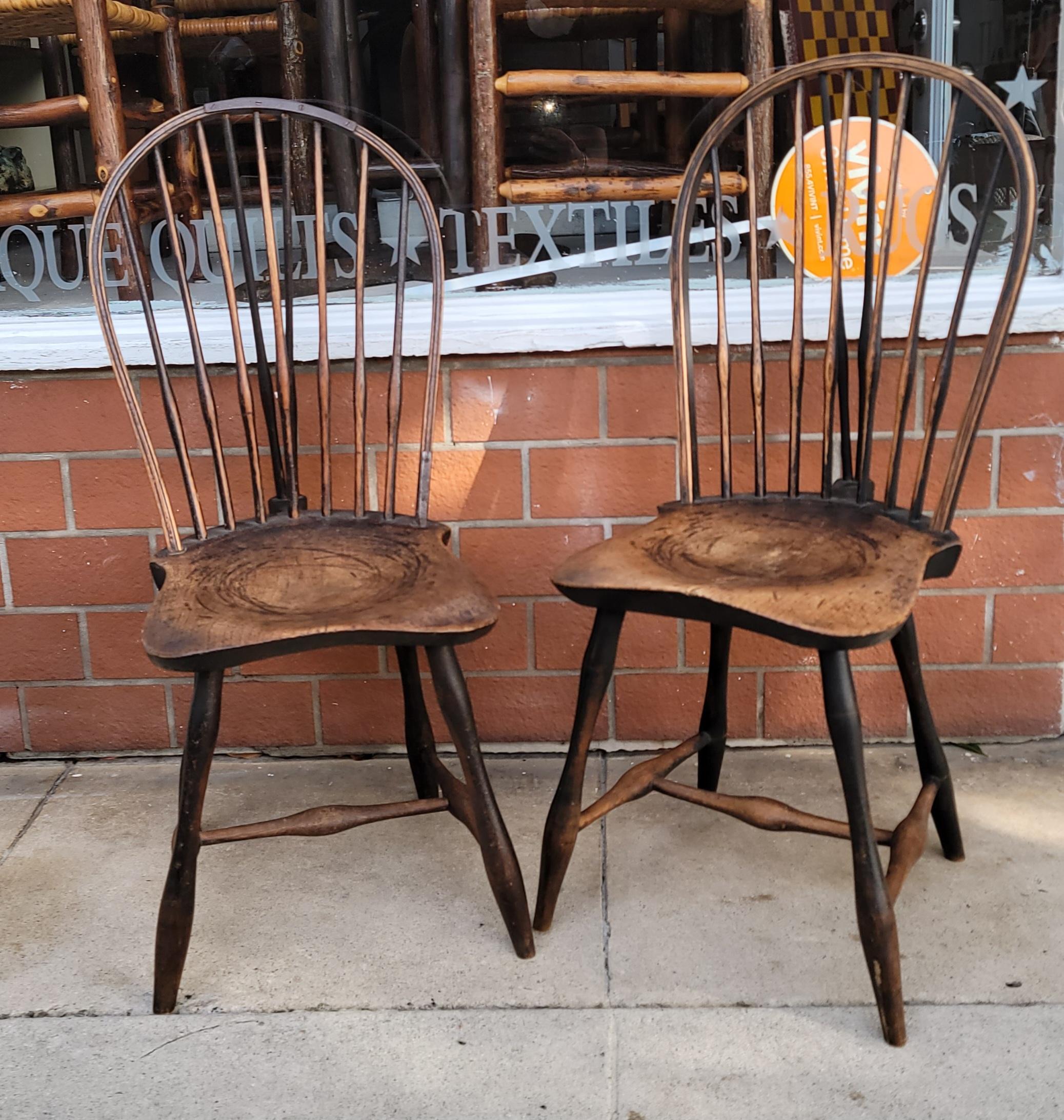 Hand-Crafted 18Thc  Balloon Back Windsor Chairs From New England For Sale