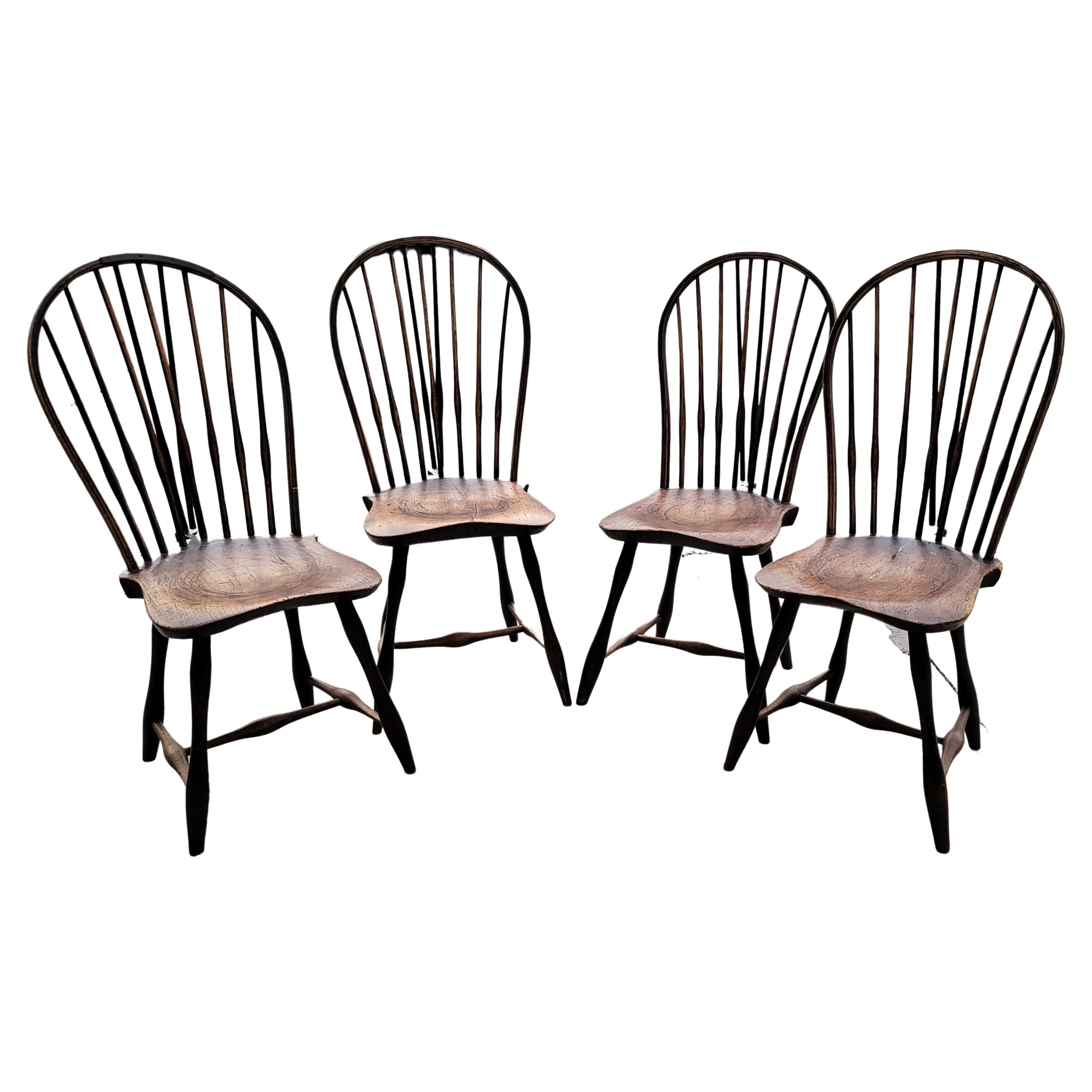 18Thc  Balloon Back Windsor Chairs From New England