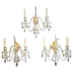 18thc British George III Museum Quality Cut Glass Wall Sconces - Electrified