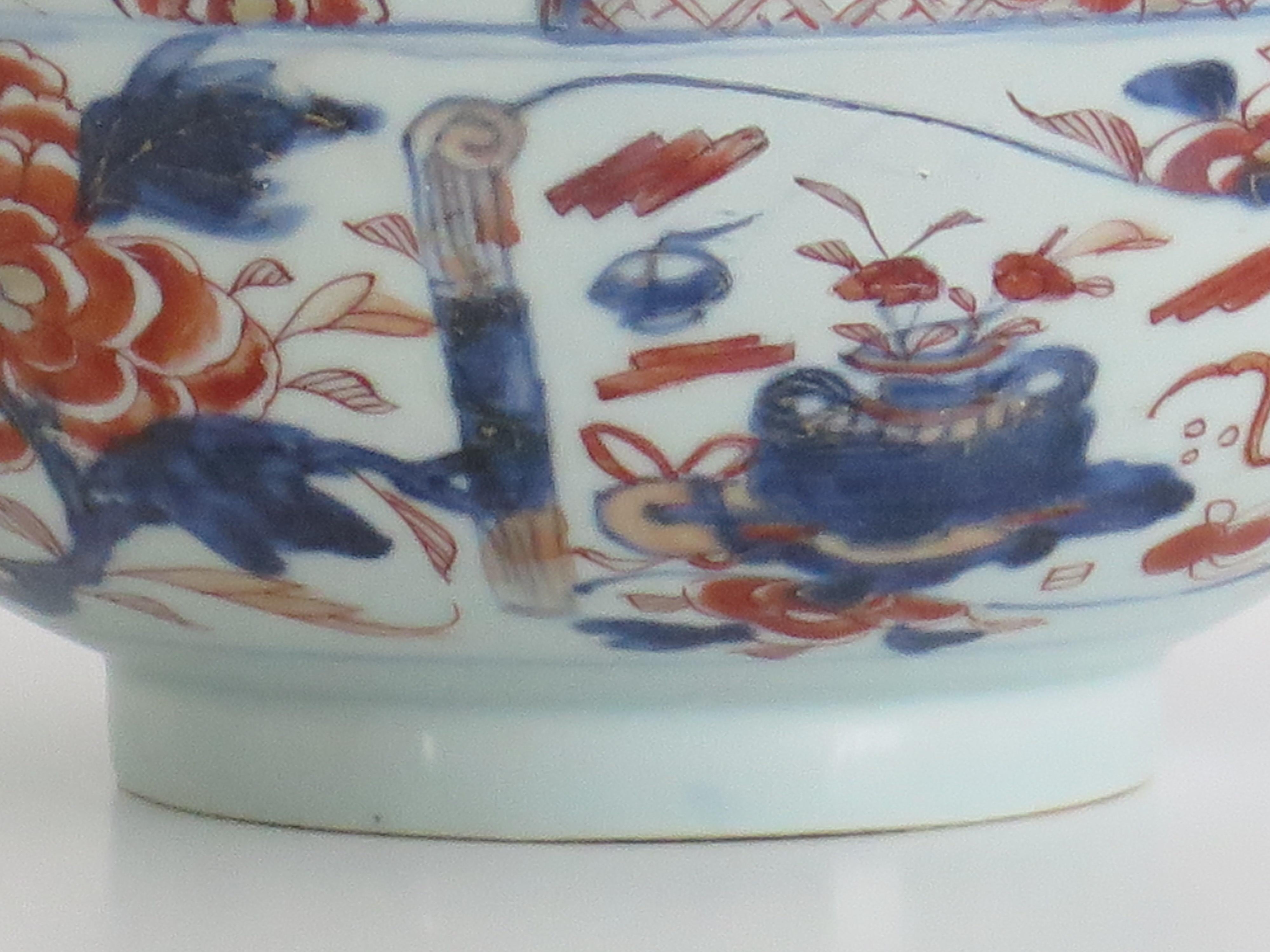 18th Century Chinese Export Porcelain Imari Bowl Hand Painted Qing, Ca 1730 For Sale 5