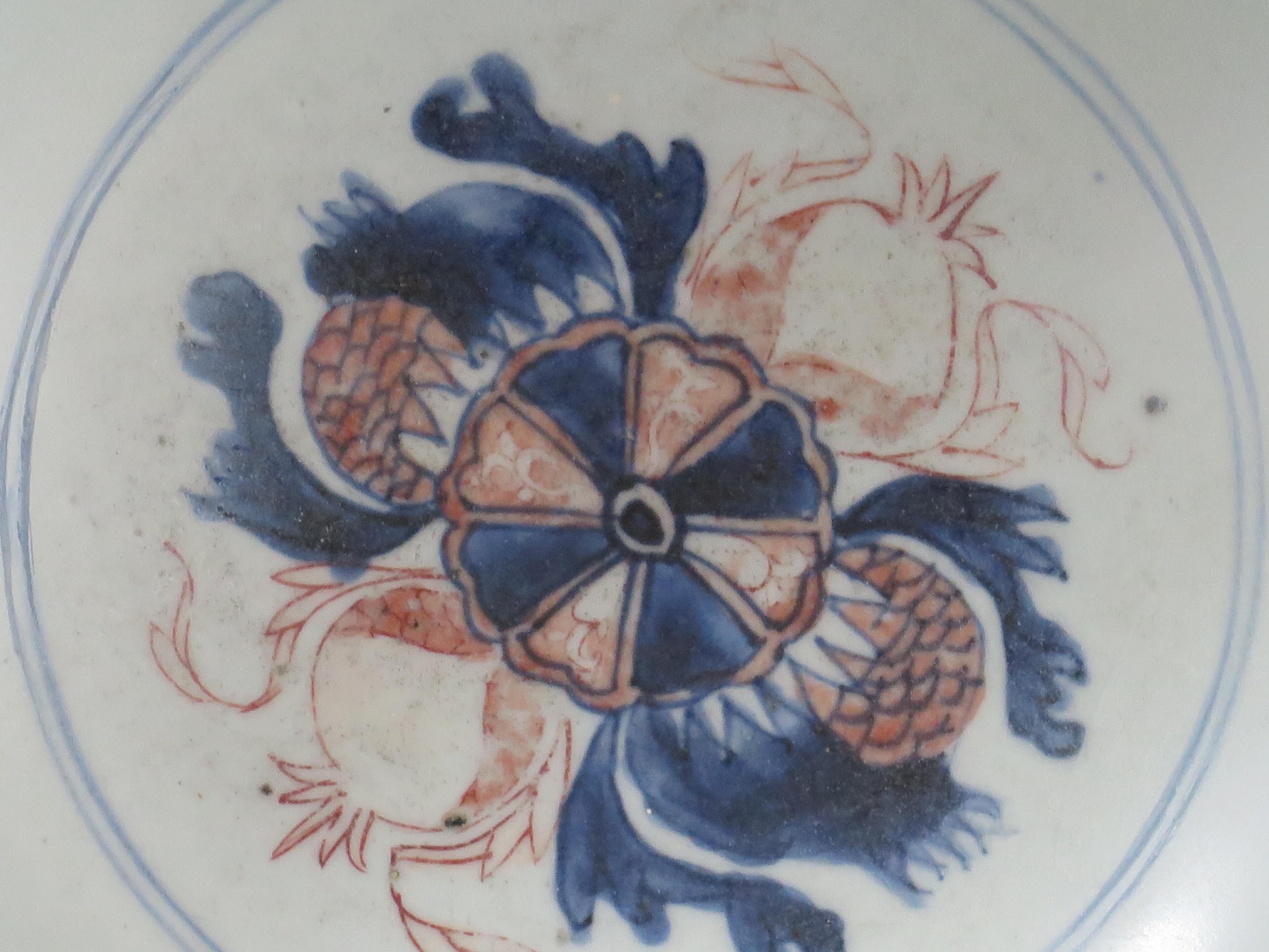 18th Century Chinese Export Porcelain Imari Bowl Hand Painted Qing, Ca 1730 For Sale 8