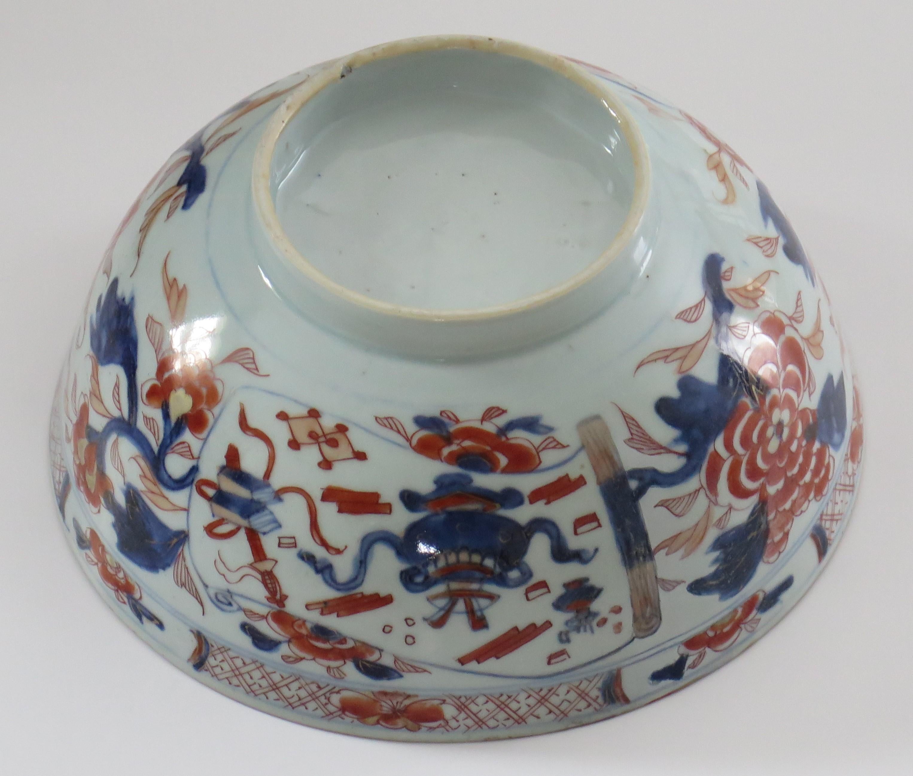18th Century Chinese Export Porcelain Imari Bowl Hand Painted Qing, Ca 1730 9