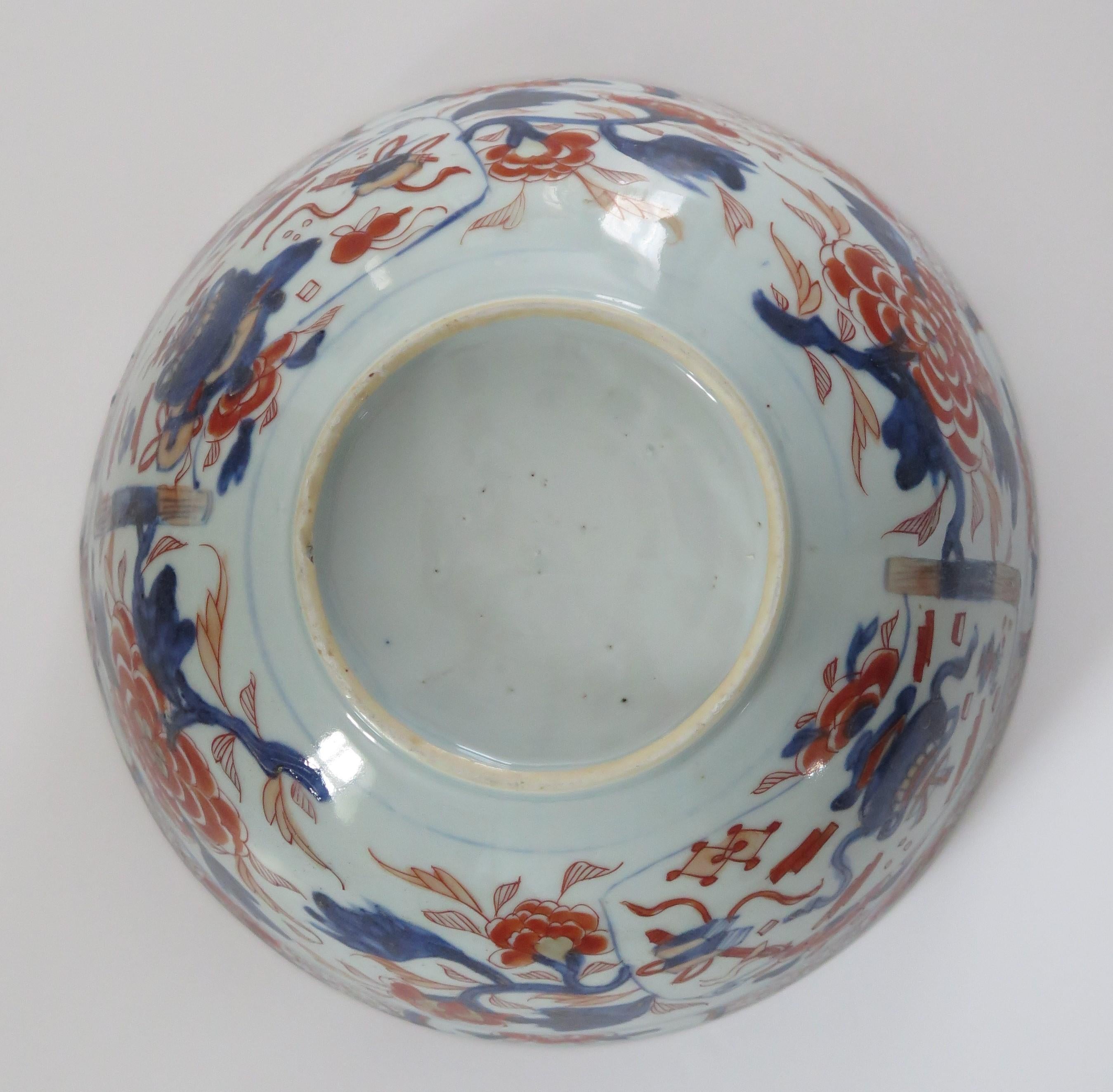 18thc. Chinese Export Porcelain Imari Bowl Hand Painted Qing, Ca 1730 For Sale 9