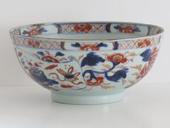 18th Century Chinese Export Porcelain Imari Bowl Hand Painted Qing, Ca 1730