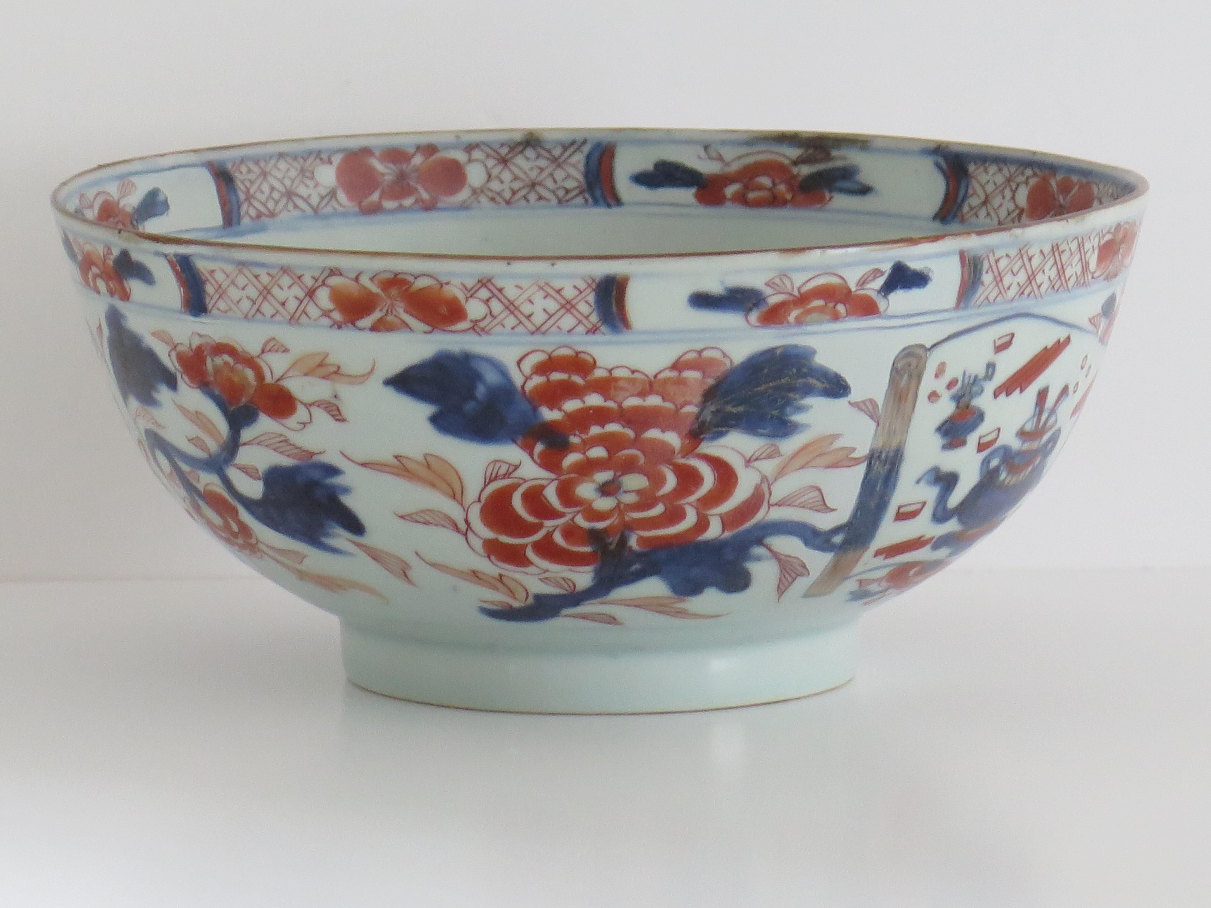 18th Century 18thc. Chinese Export Porcelain Imari Bowl Hand Painted Qing, Ca 1730 For Sale