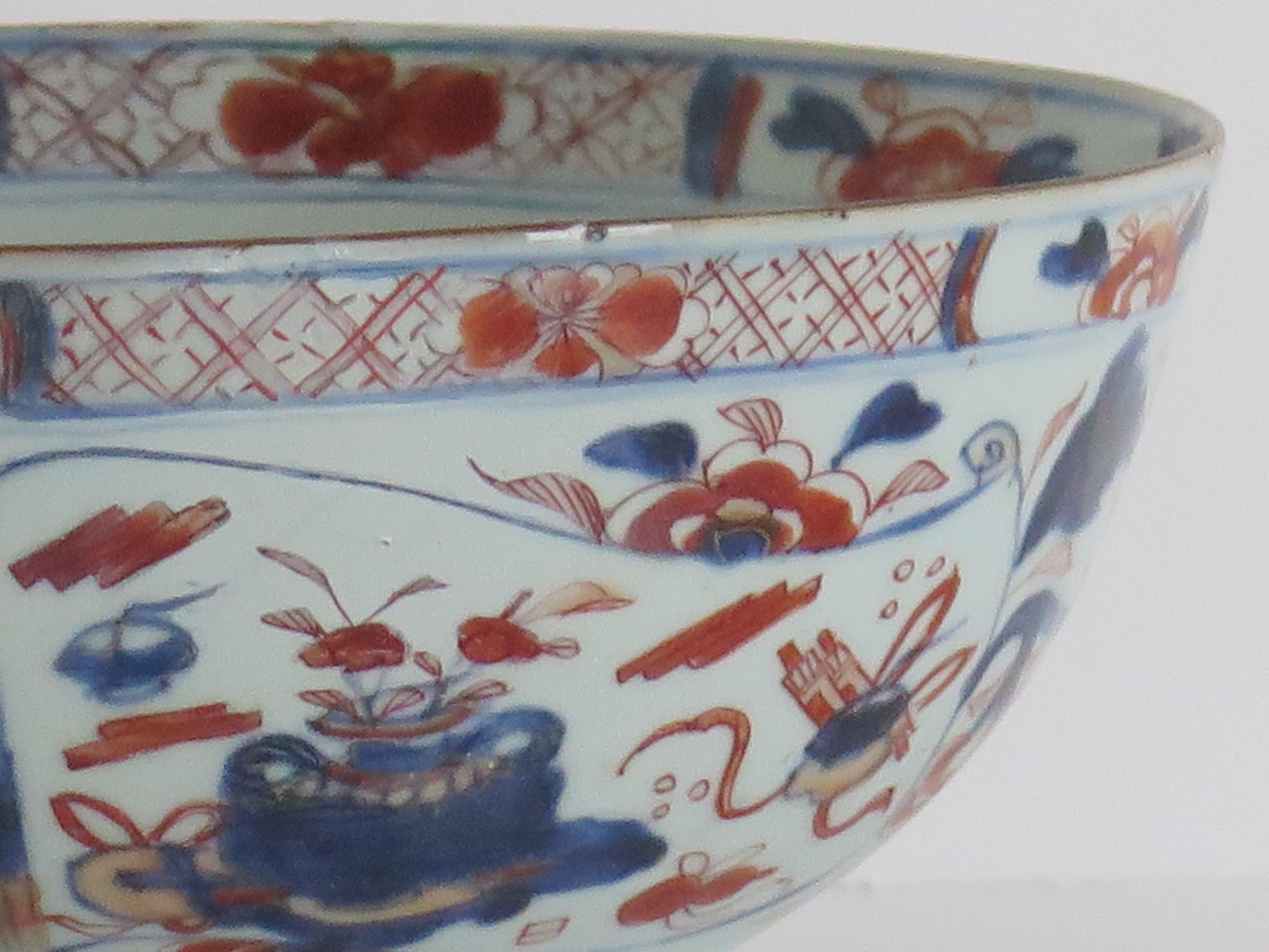 18thc. Chinese Export Porcelain Imari Bowl Hand Painted Qing, Ca 1730 For Sale 3