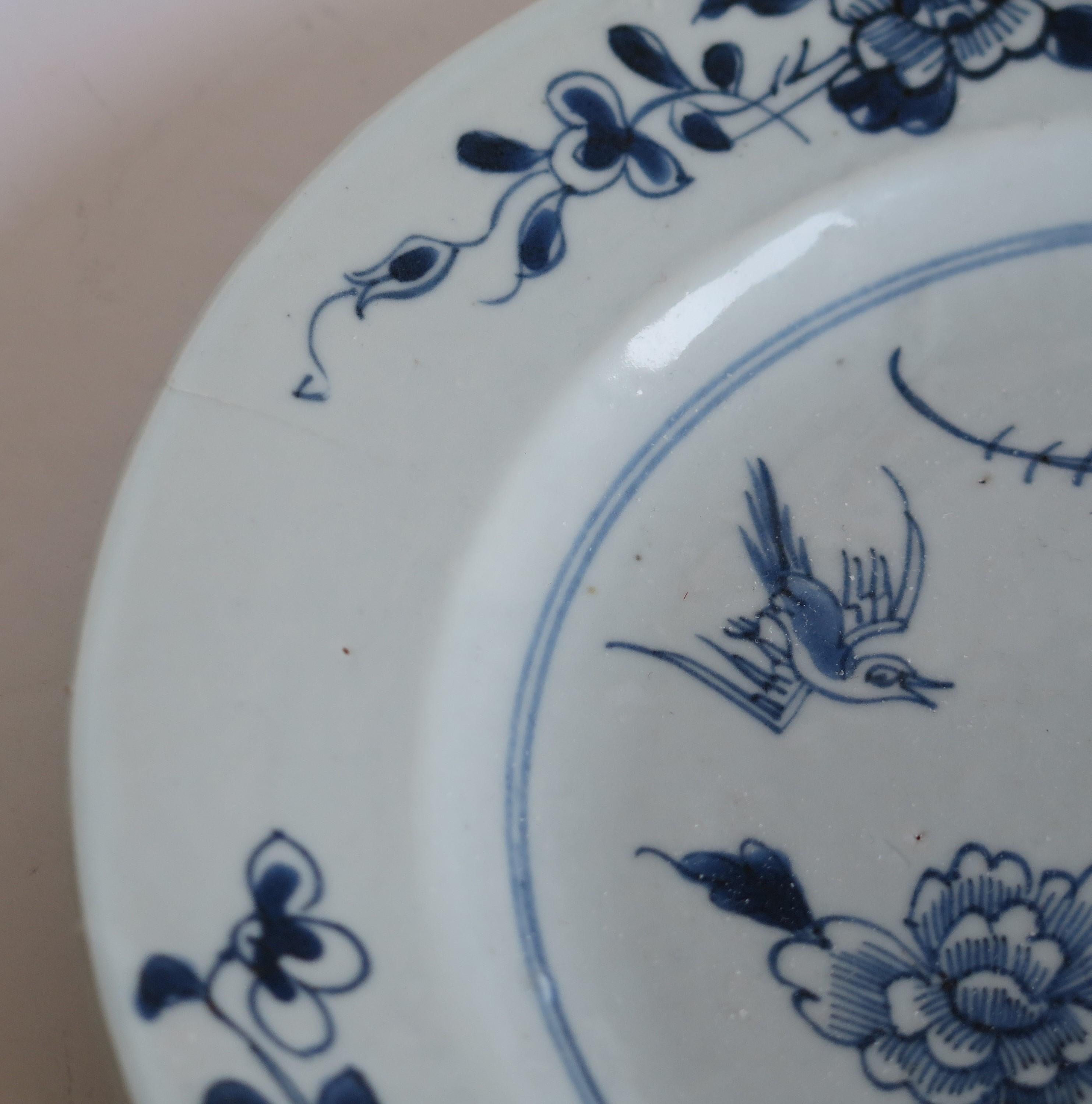 Chinese Export Plate Blue and White porcelain Birds in a garden, Qing circa 1770 5