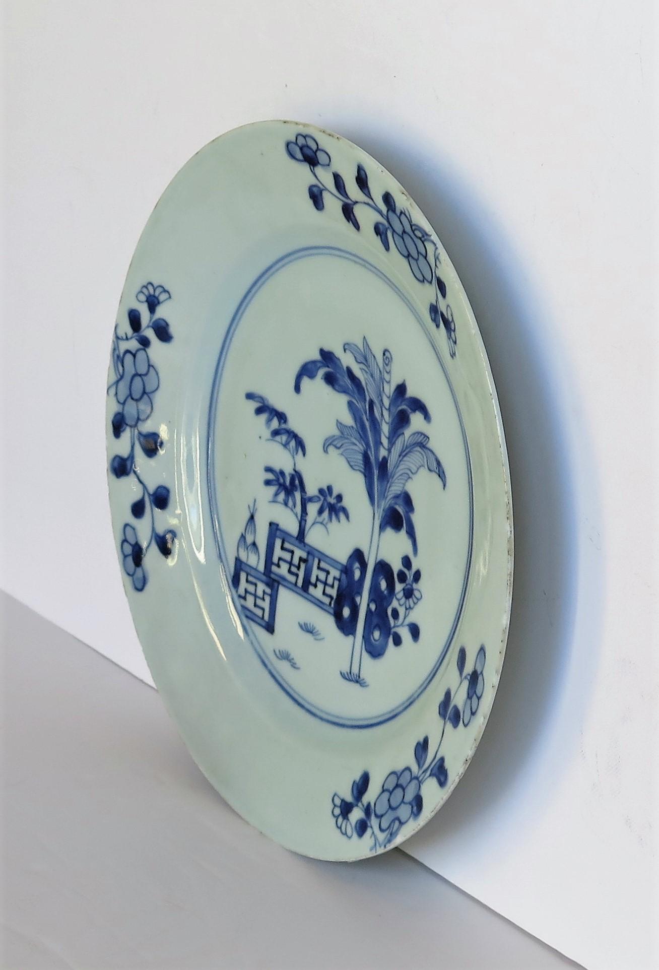 Hand-Painted 18th Century Chinese Porcelain Plate Blue and White Hand Painted, Qing