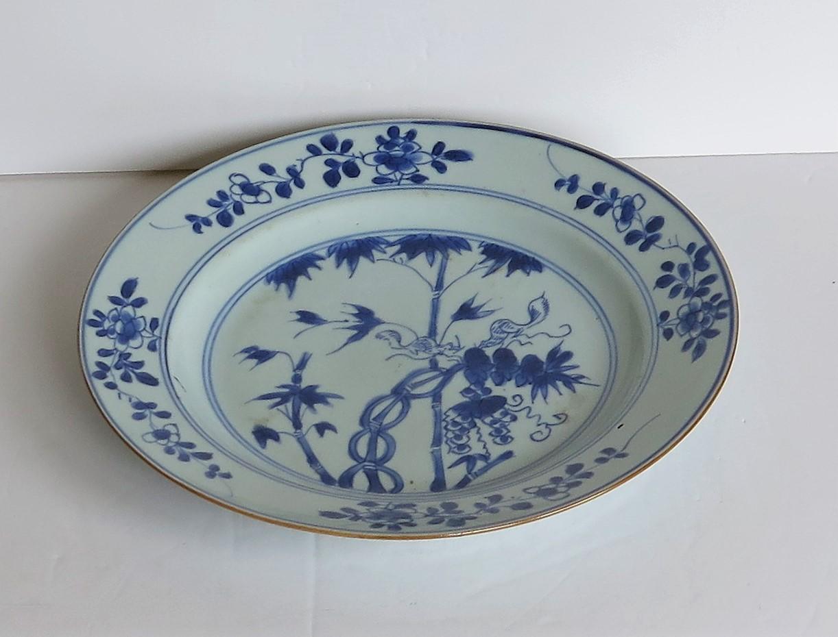 18thC Chinese Porcelain Plate Blue and White squirrels in Bamboo Qing circa 1730 6