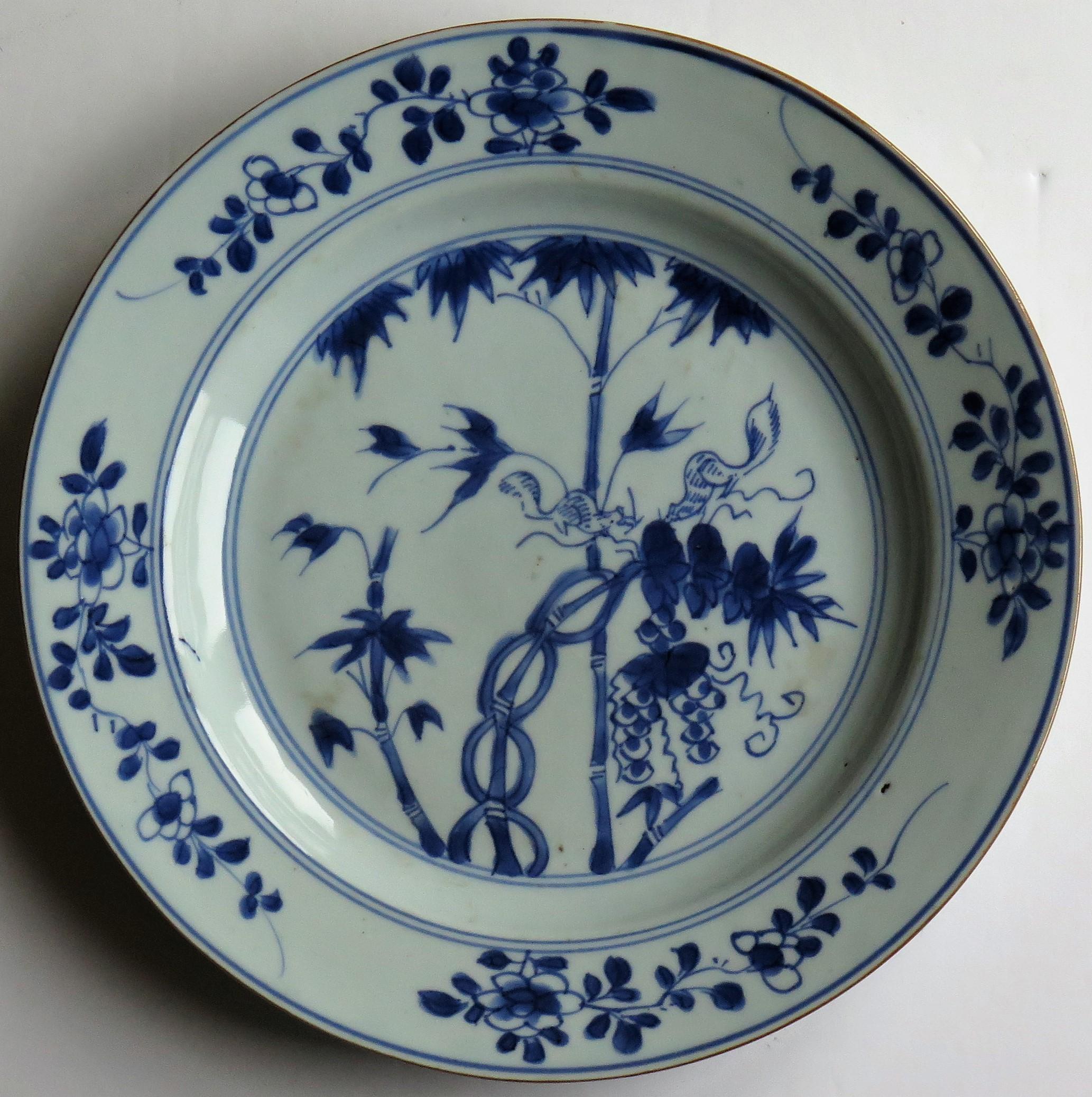 18thC Chinese Porcelain Plate Blue and White squirrels in Bamboo Qing circa 1730 8