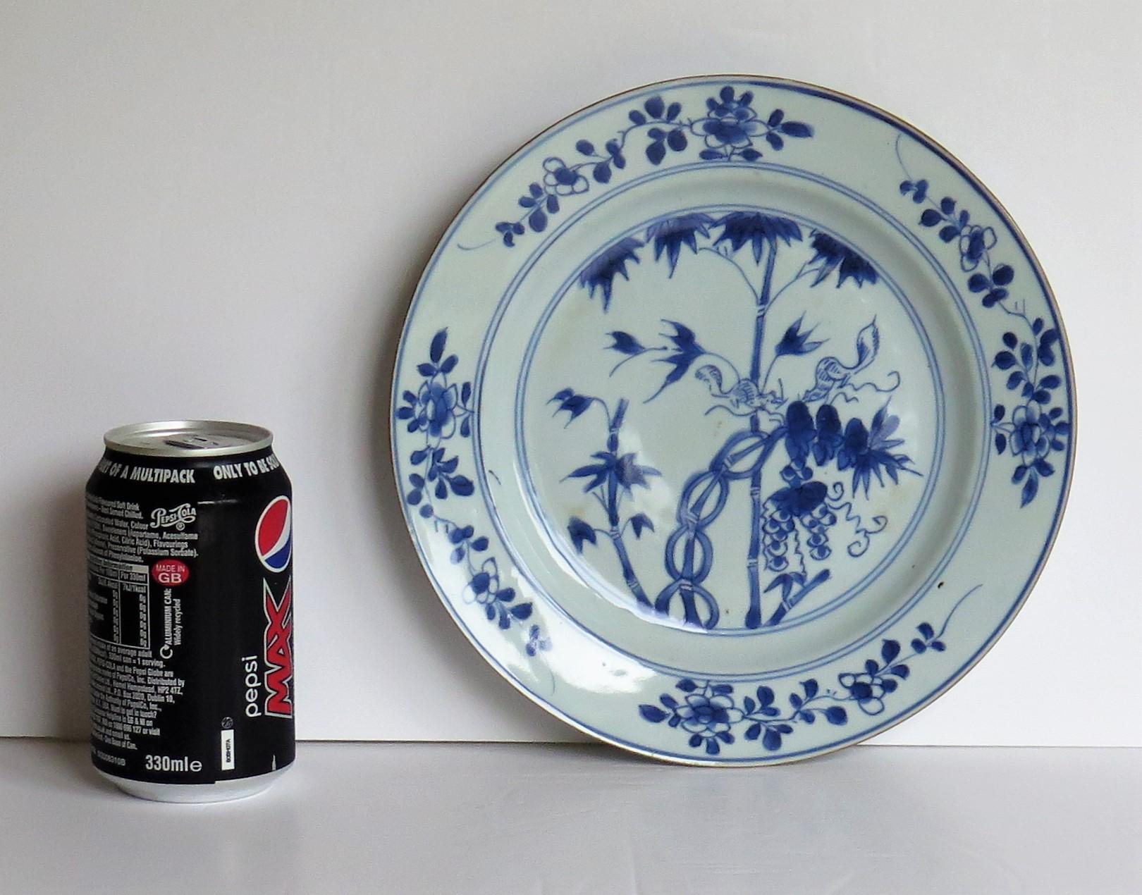 18thC Chinese Porcelain Plate Blue and White squirrels in Bamboo Qing circa 1730 13