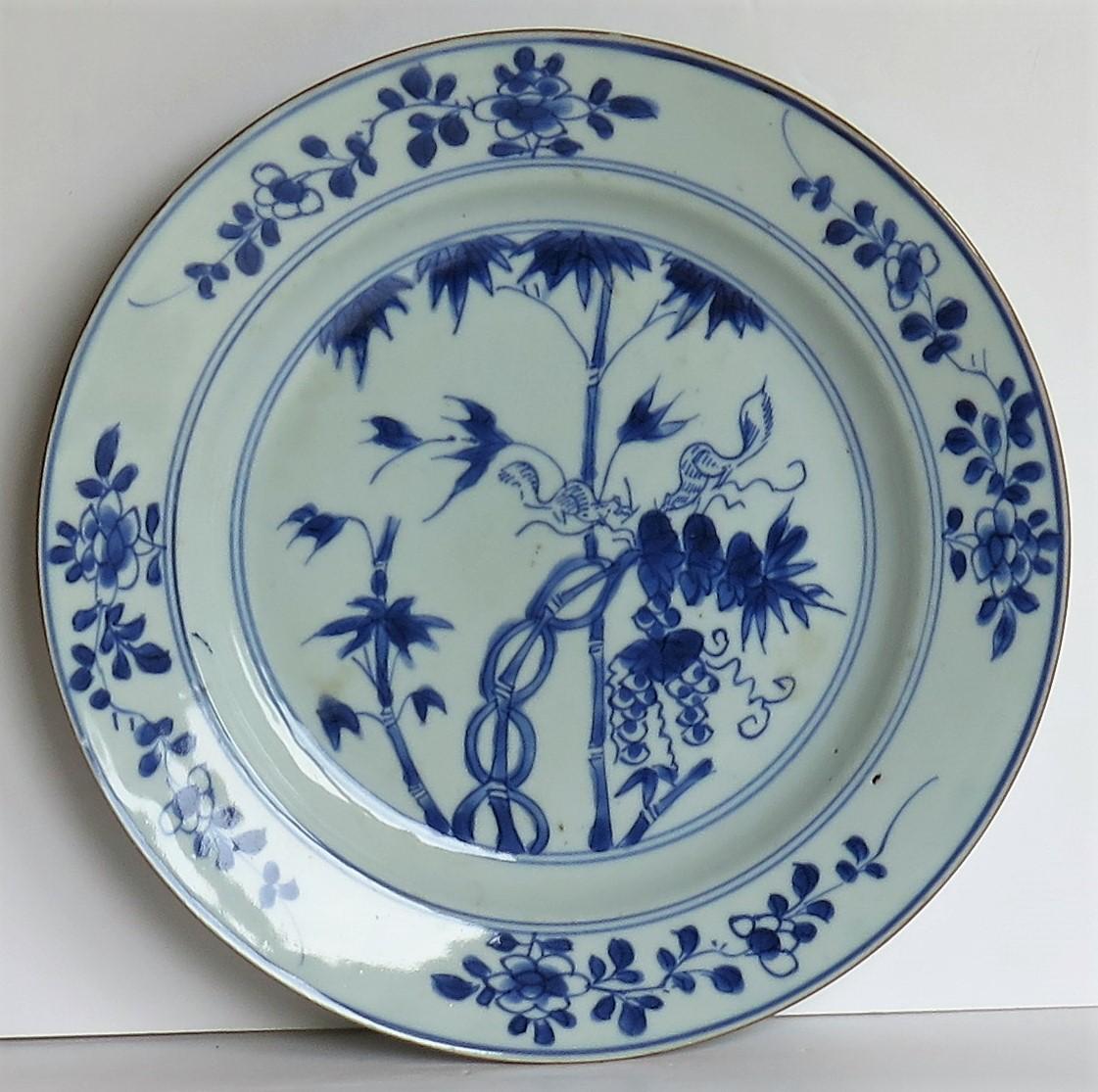 18thC Chinese Porcelain Plate Blue and White squirrels in Bamboo Qing circa 1730 2