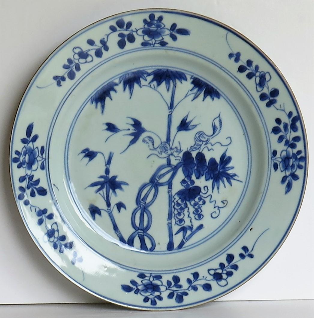 18thC Chinese Porcelain Plate Blue and White squirrels in Bamboo Qing circa 1730 3