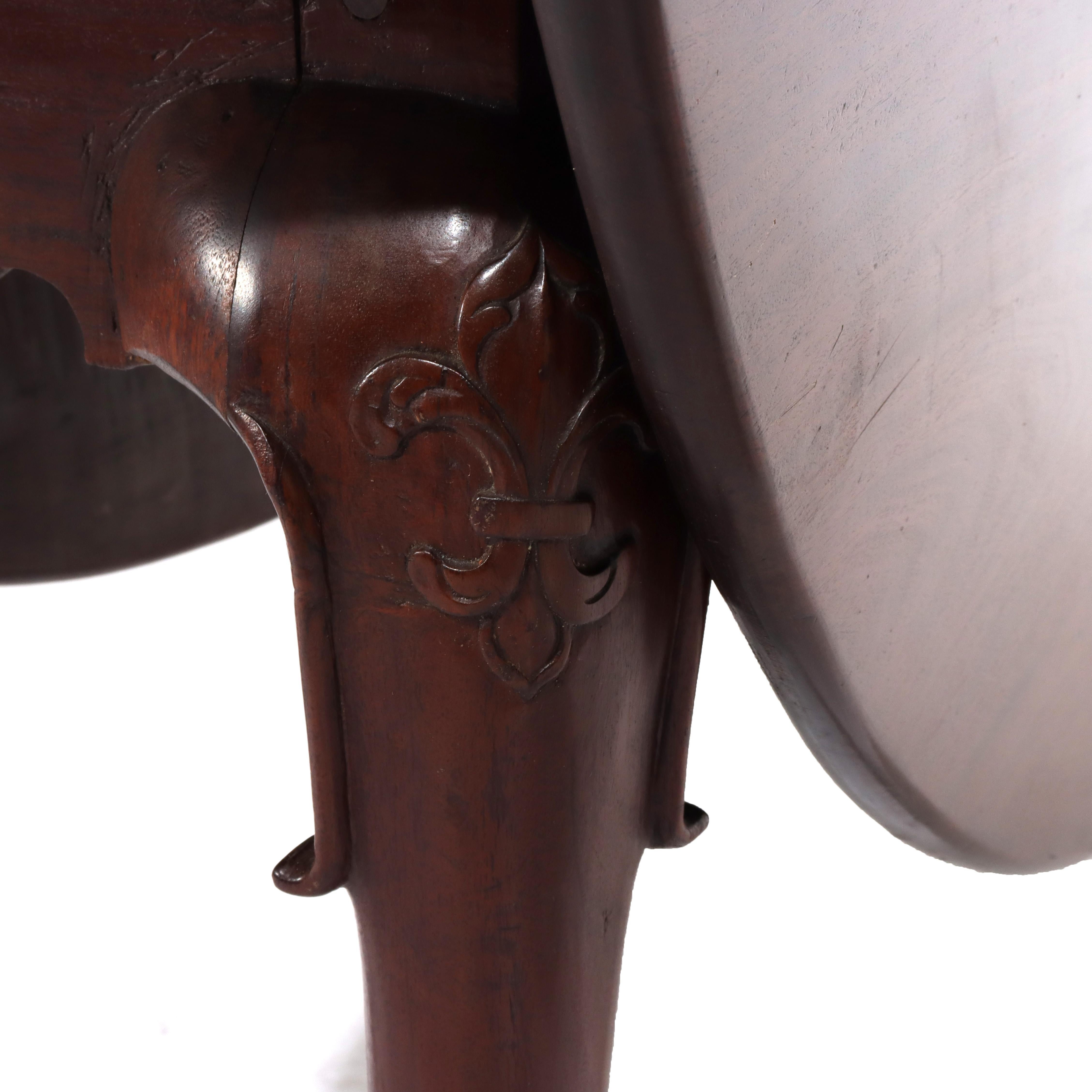 18thC Chippendale Mahogany Drop Leaf Claw & Ball Foot Gate Leg Table For Sale 9