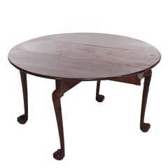 18thC Chippendale Mahogany Drop Leaf Claw & Ball Foot Gate Leg Table