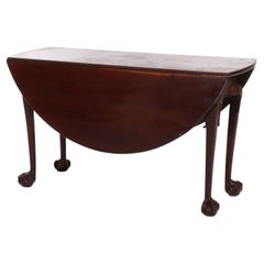 18thC Chippendale Mahogany Drop Leaf Claw & Ball Foot Gate Leg Table