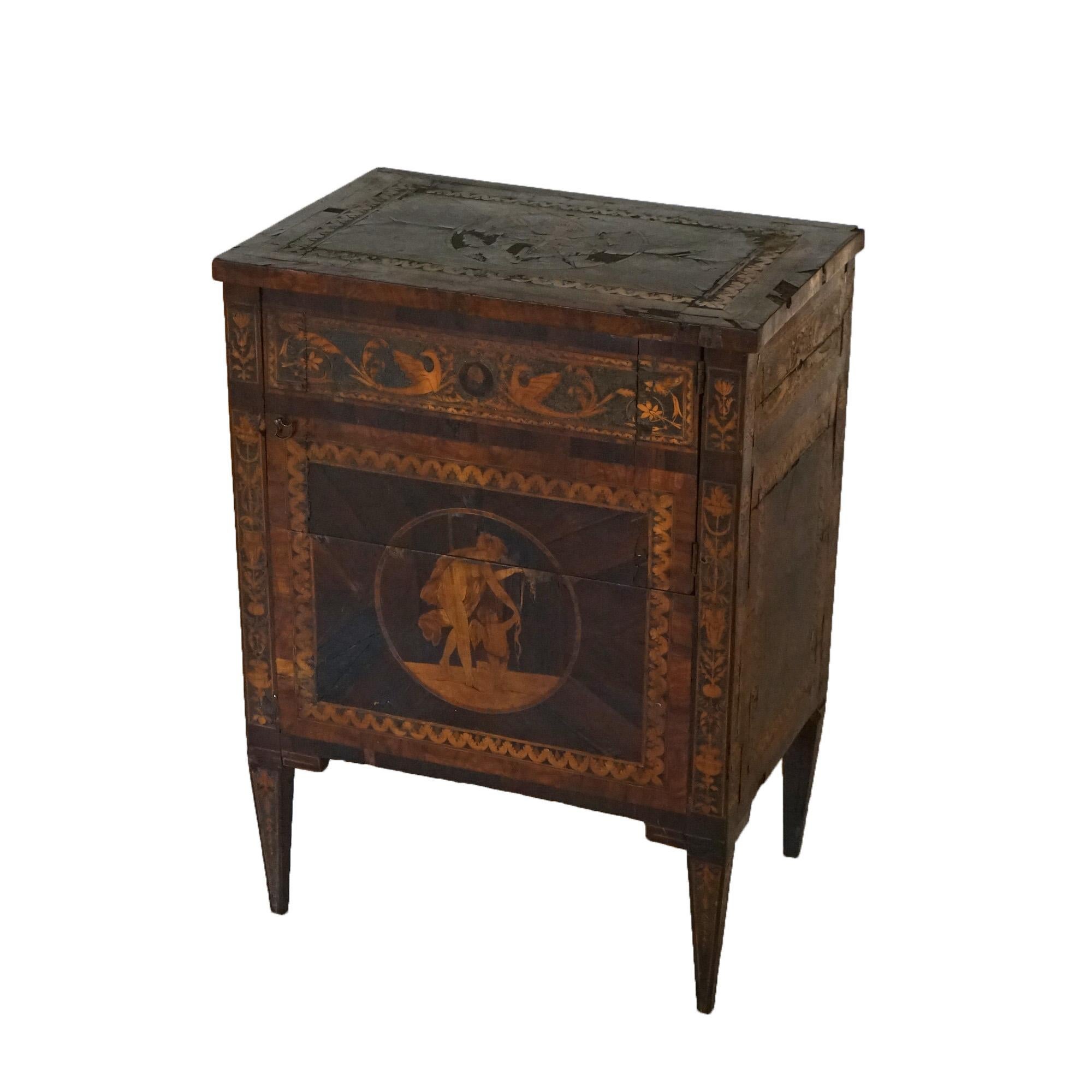 Adirondack 18thC Commode by Giovanni Battista Maggiolini with Classical Scenic Inlay c1770 For Sale