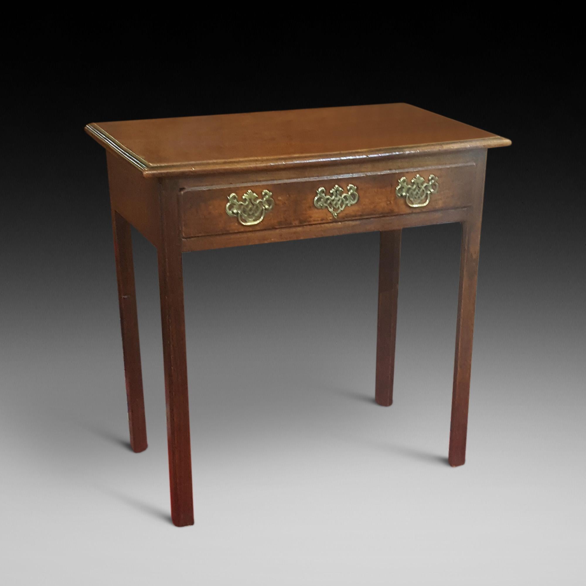 Country oak lowboy with square champhered leg and single drawer, early 18th century, measures: 28