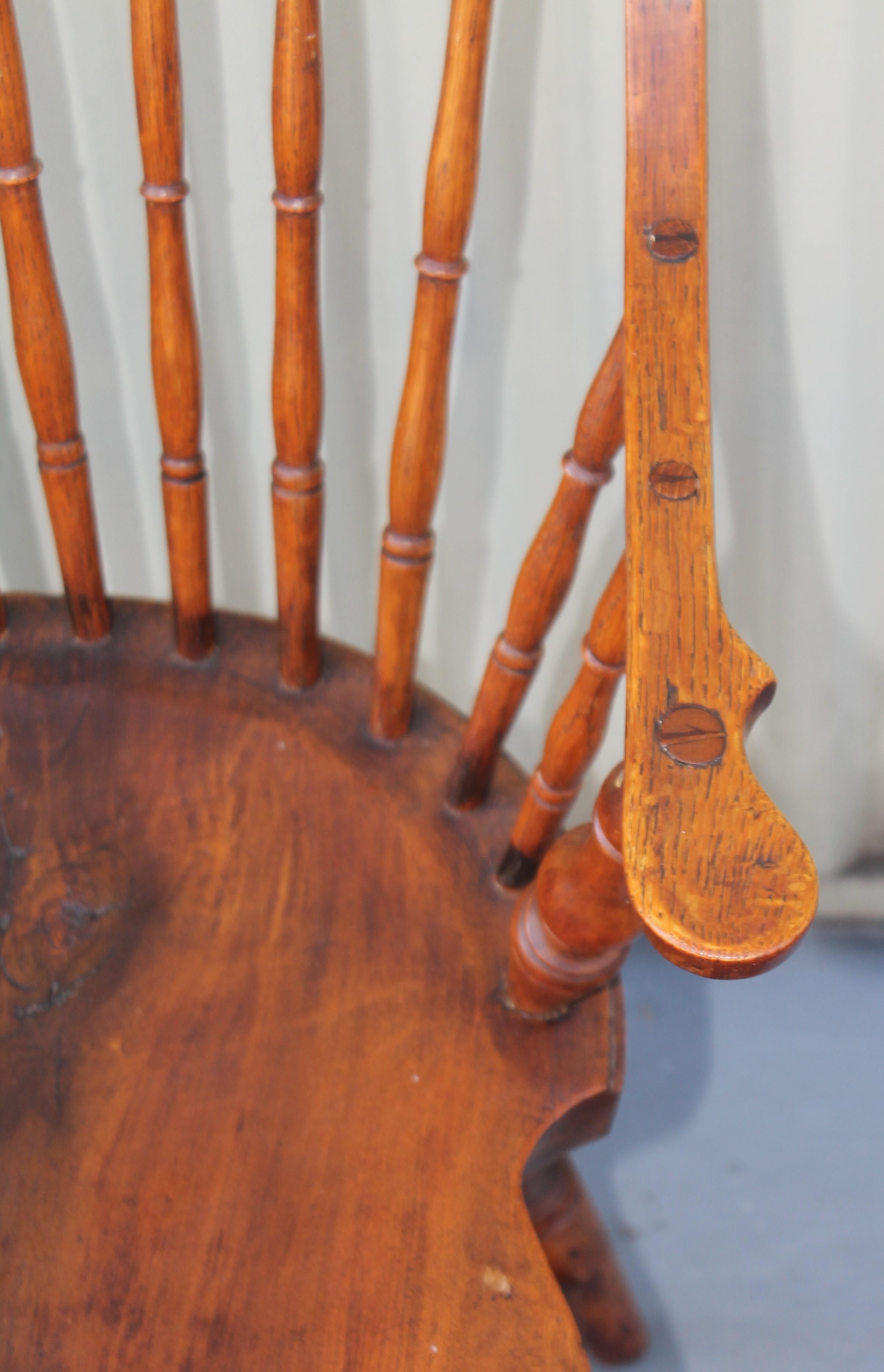 Hand-Crafted 18th C Dimes Extended Arm Sack Back Windsor Chair For Sale