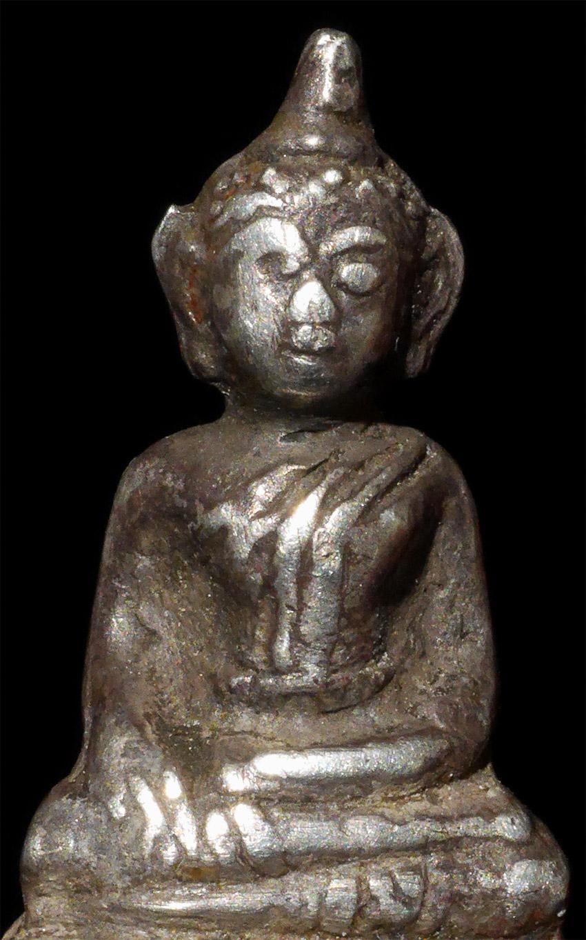 18thC/Earlier Miniature Nearly Pure Silver Thai / Lao Silver Buddha - 7827 1