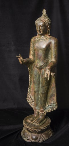 18thC/Earlier Pagan Style Burmese Standing Buddha. Finely Cast, Large, Authentic