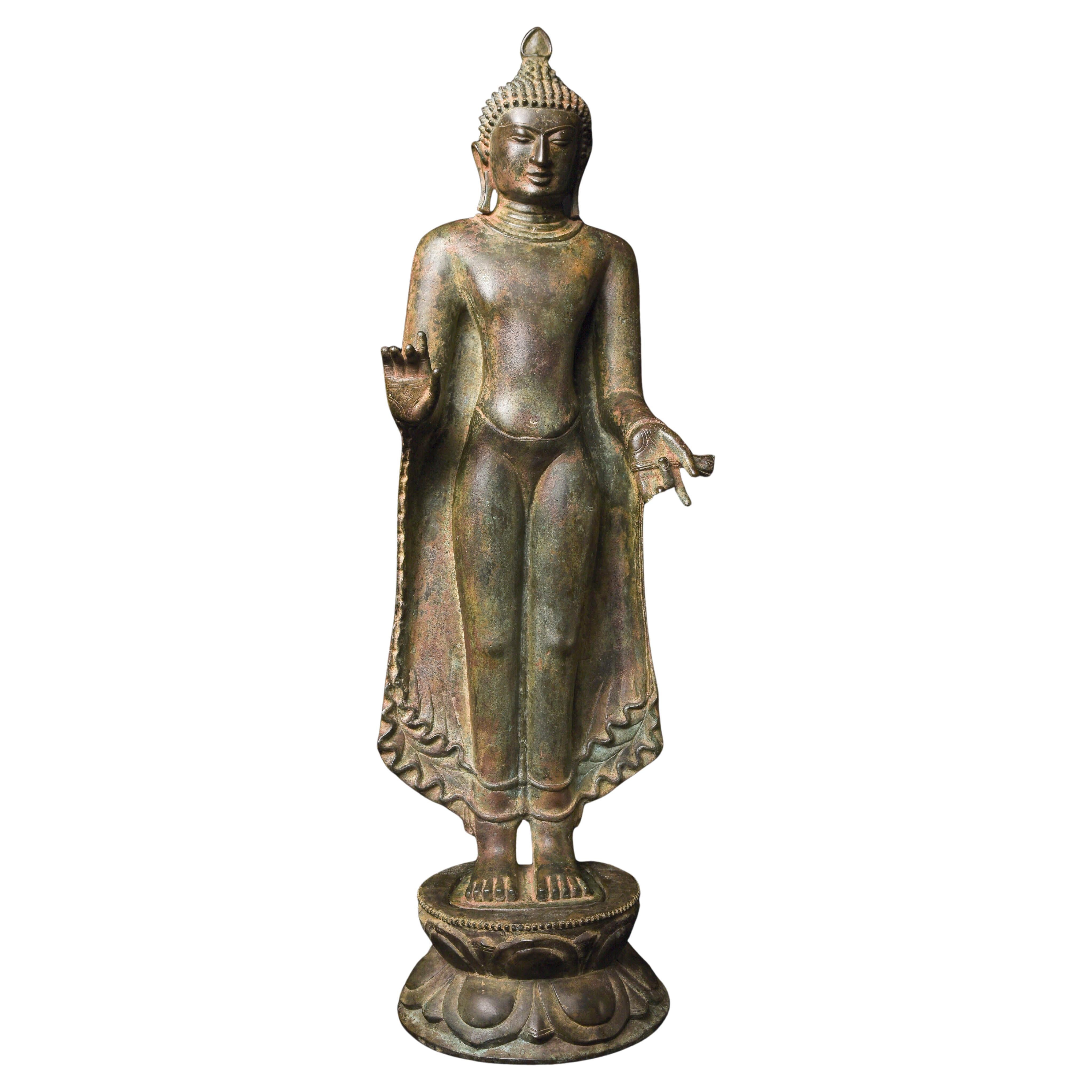 18thC/Earlier Pagan Style Burmese Standing Buddha. Finely Cast, Large, Authentic