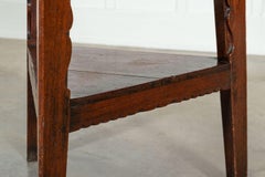 18thC English Elm & Pine Carved Cricket Table