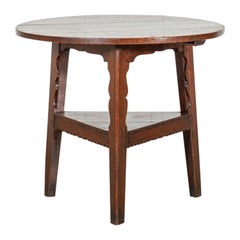 18thC English Elm & Pine Carved Cricket Table